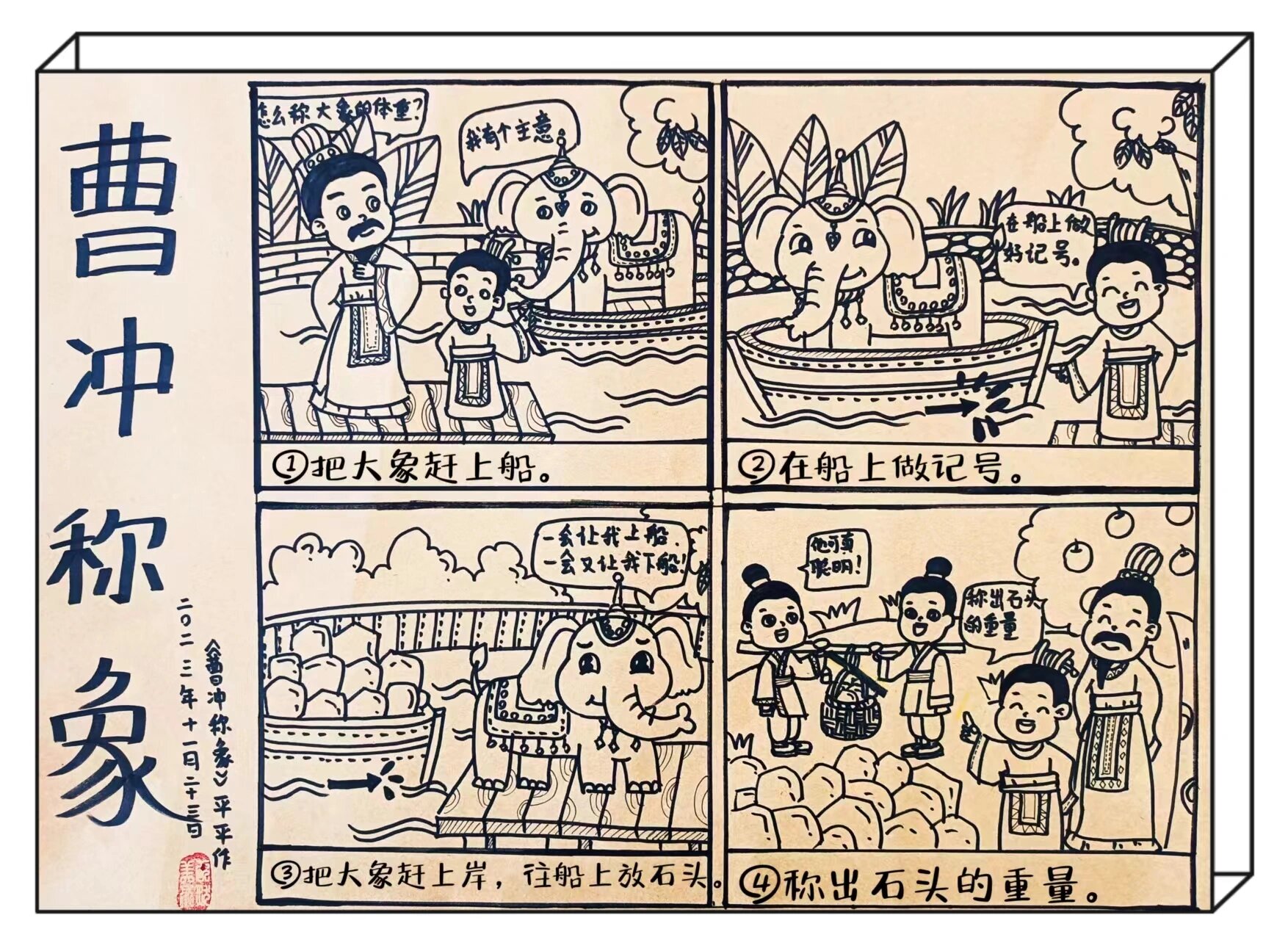 曹冲称象四幅图图片