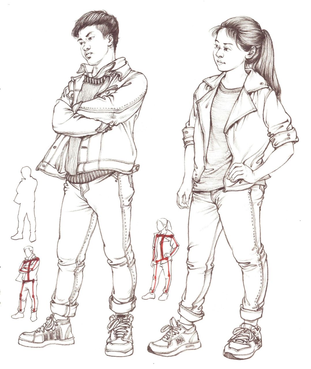 速写人物临摹素材(站姿)