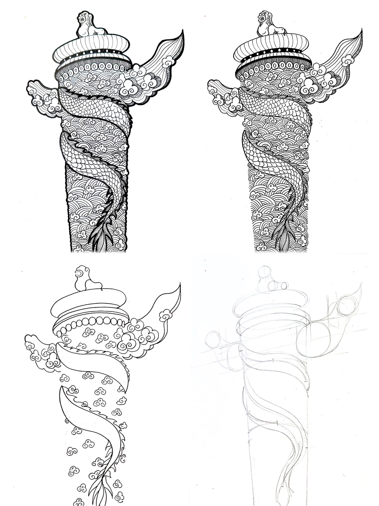 华表柱简笔画 手绘图图片