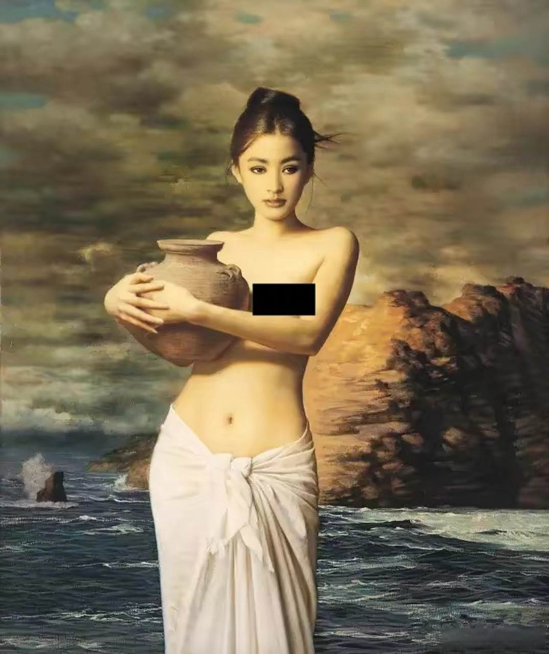 这幅画作的名称是《陶》,出自中国油画作家谢楚余之手,在