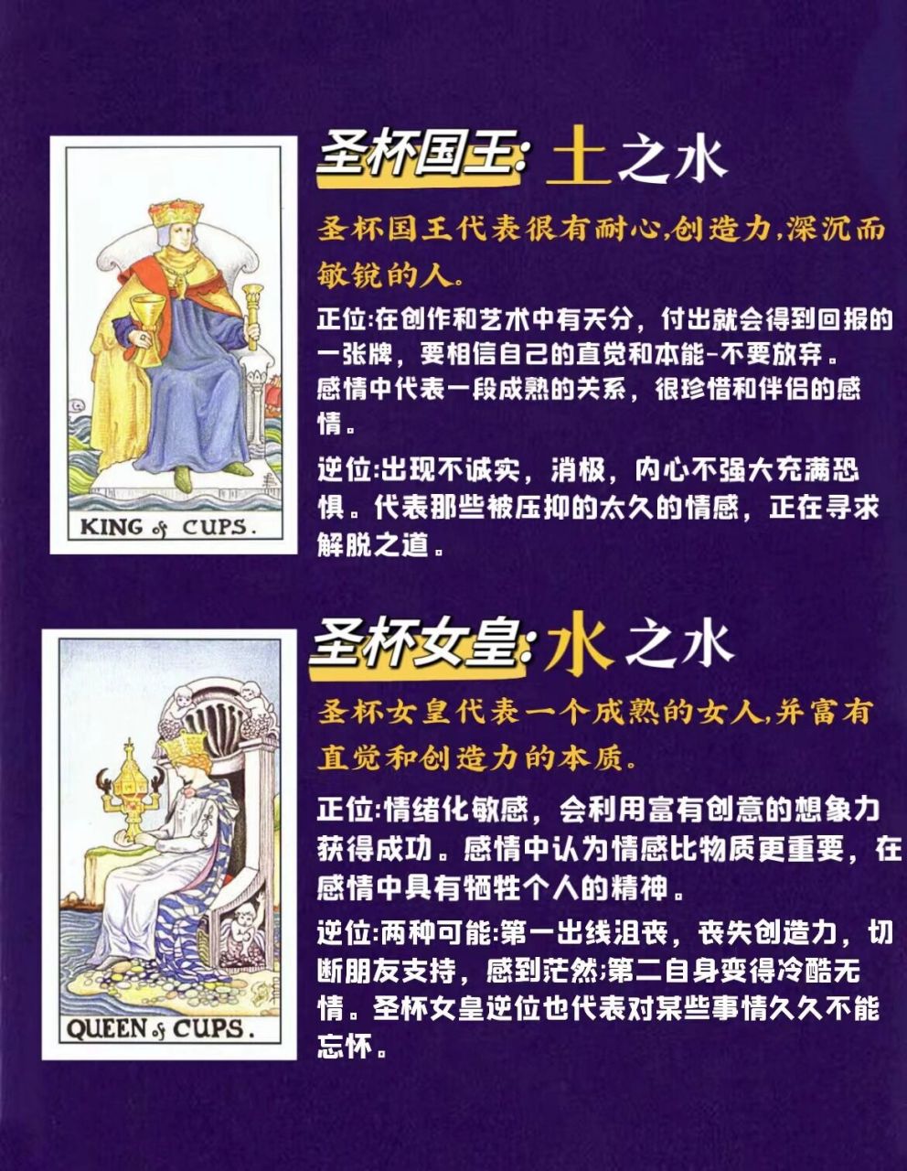 韦特塔罗61宫廷牌-[圣杯组]96一目了然超好记 78如果火象征为