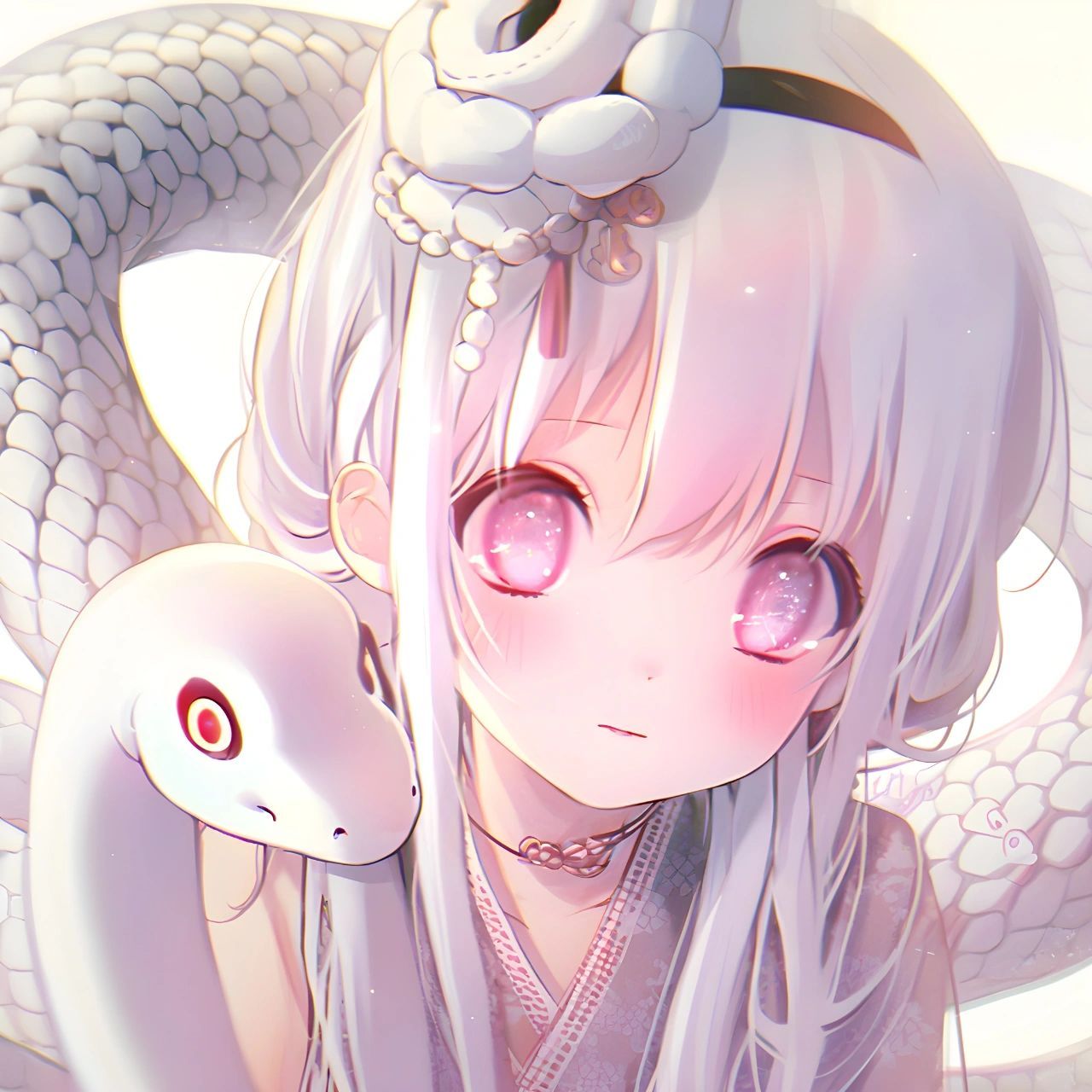 24 生肖可爱头像-蛇 是可爱的小白蛇