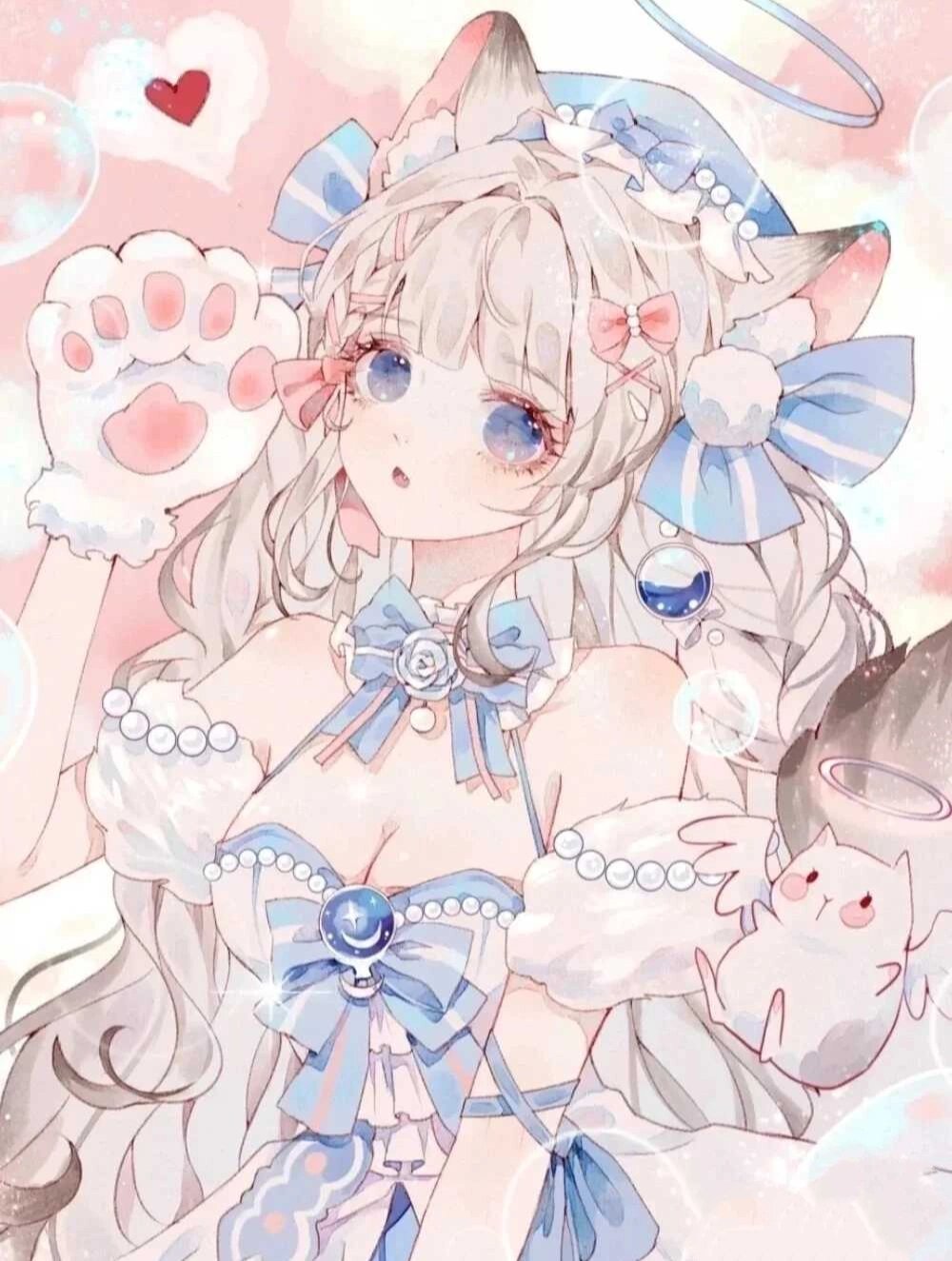 猫耳女孩的可爱头像