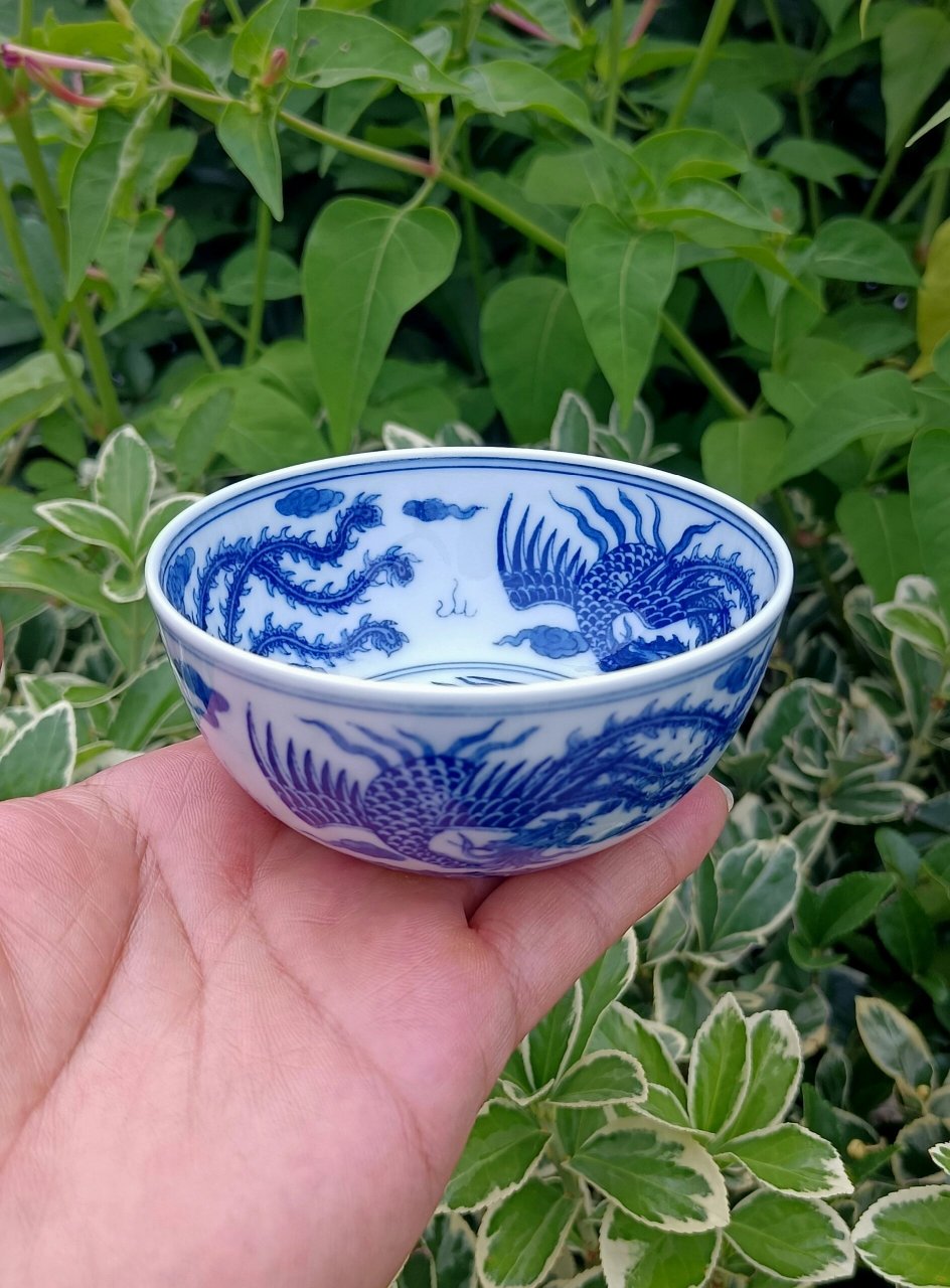 云兮草堂手绘青花五凤普洱杯主人杯功夫茶具 景德镇一个专注清三代的
