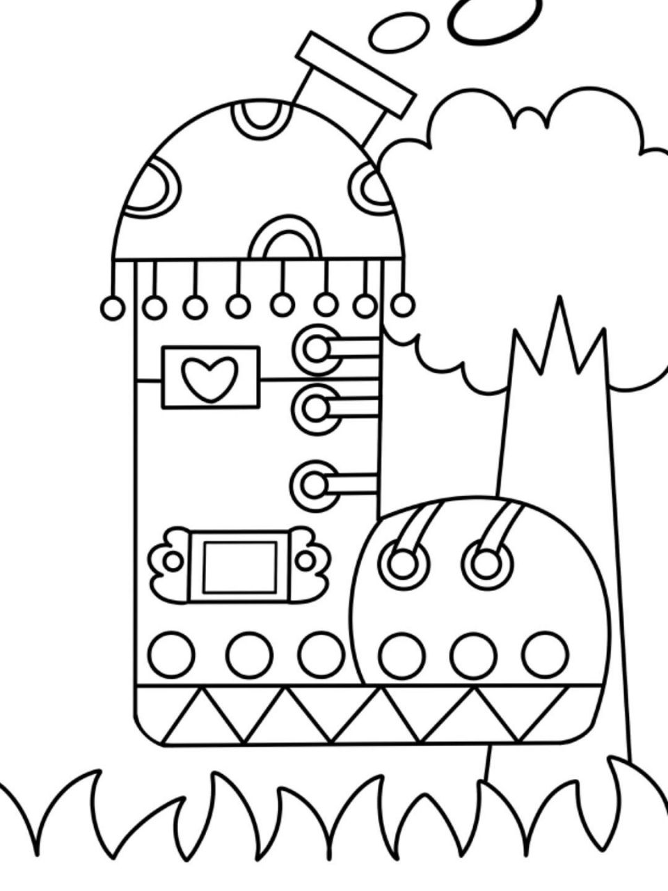 鞋子房子 创意画 儿童画 有线稿 #创意美术儿童画# #儿童简笔画