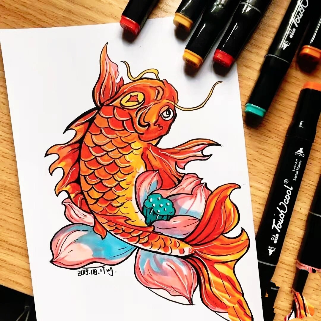 马克笔手绘 | 是锦鲤啊!