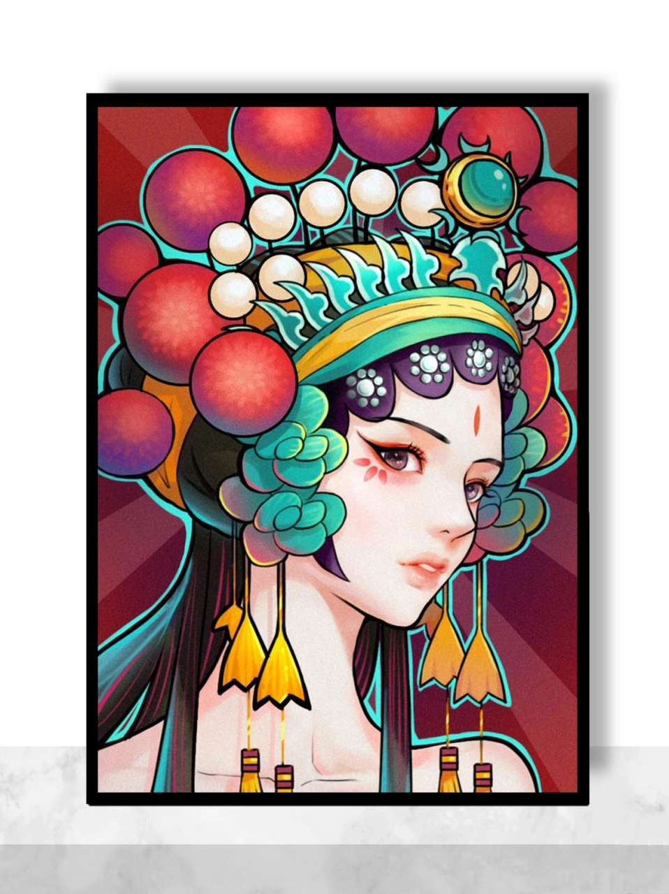 国潮插画线稿 京剧彩绘简笔画你学会了吗?