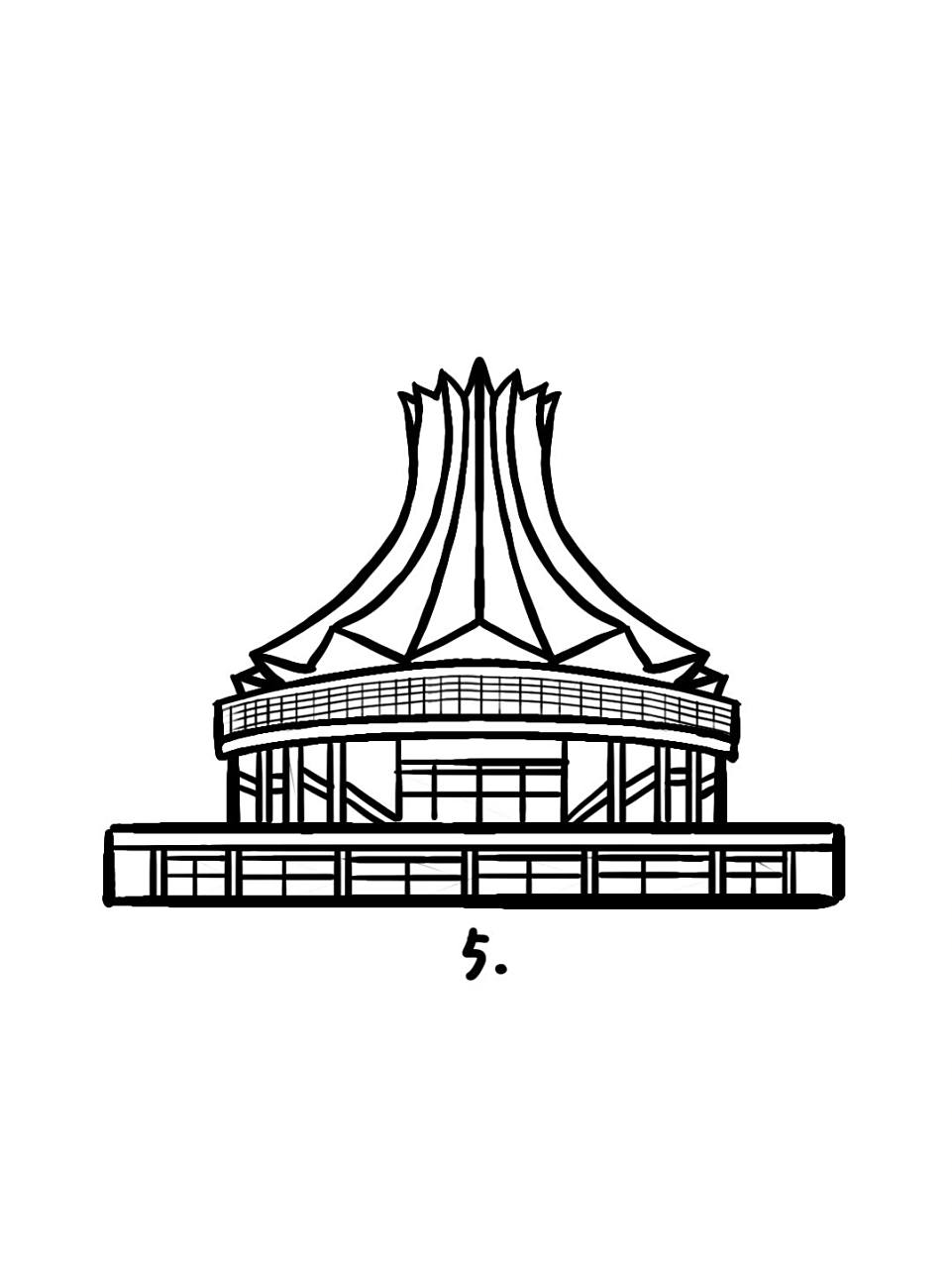 如何画南宁会展中心|地标建筑简笔画教程59 地标建筑简笔画教程第59个