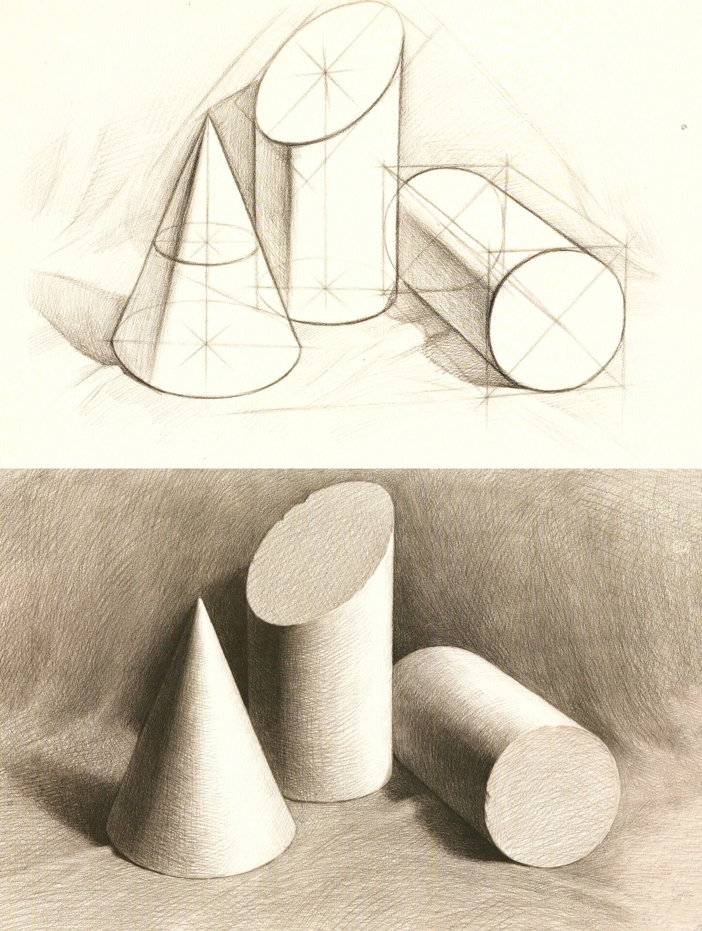 4张素描几何体组合,收藏起来慢慢练