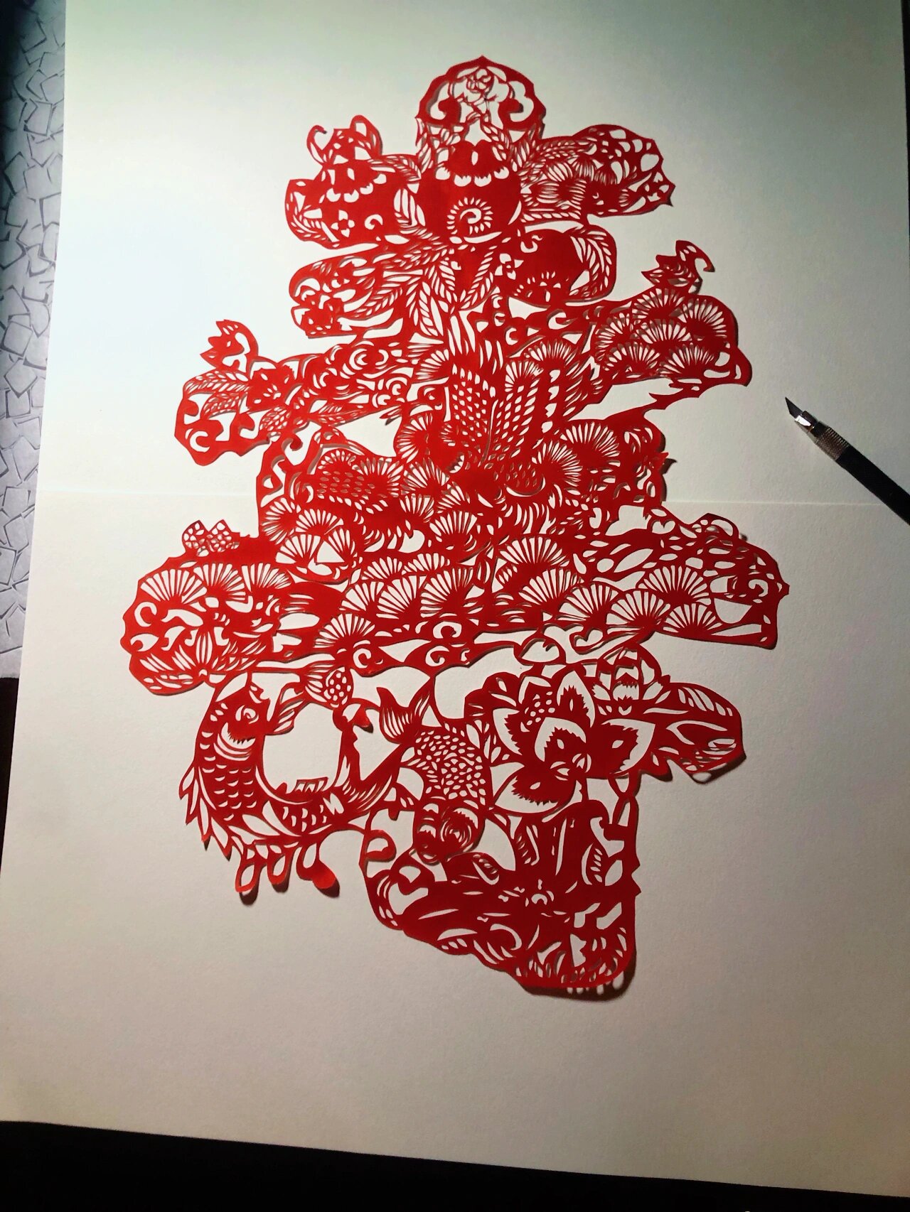 传统刻纸"寿" 给爷爷准备的生日礼物,因为平时要上学所以利用休息时间