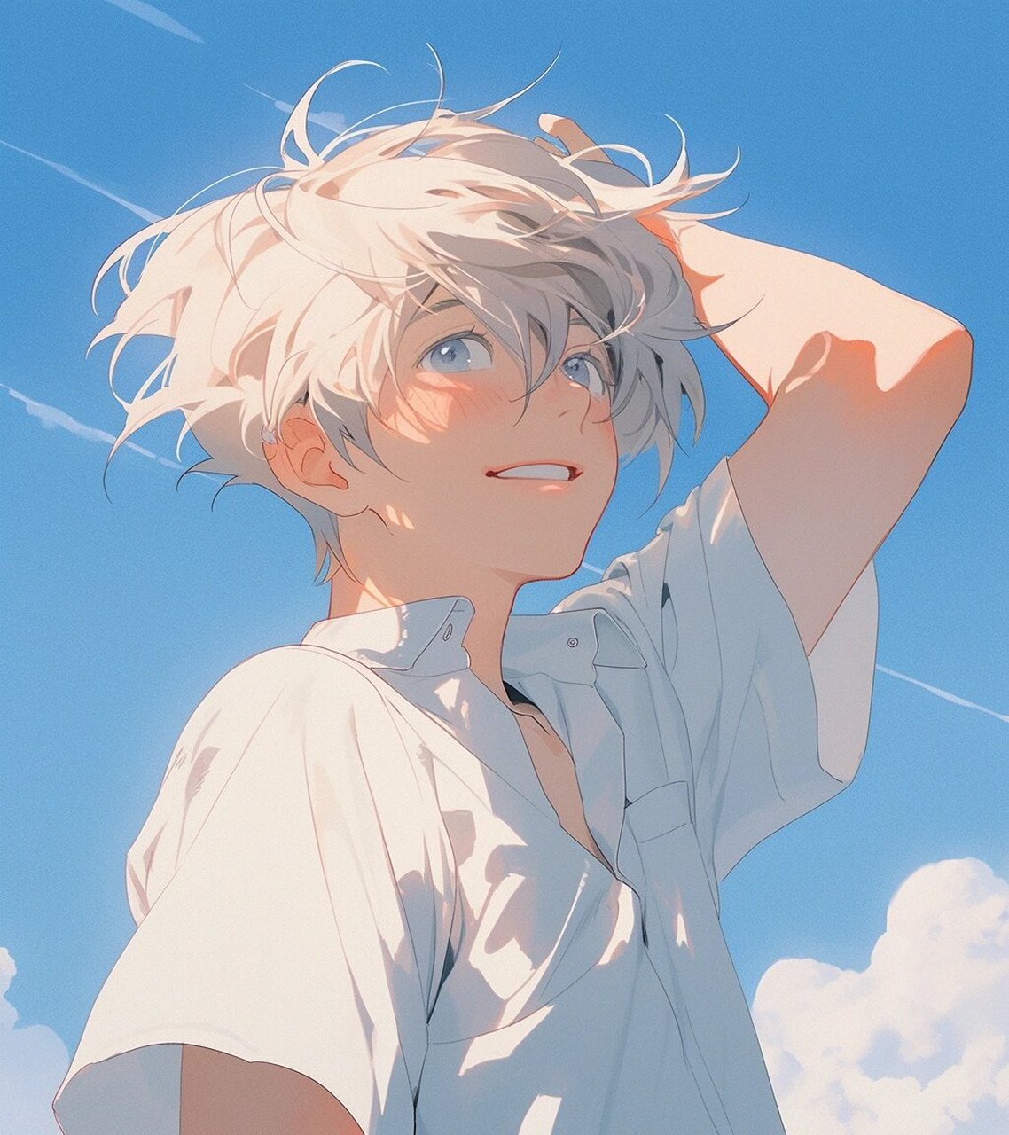 简约男生头像 i 治愈系头像 治愈系阳光男头,蓝色系,治愈系