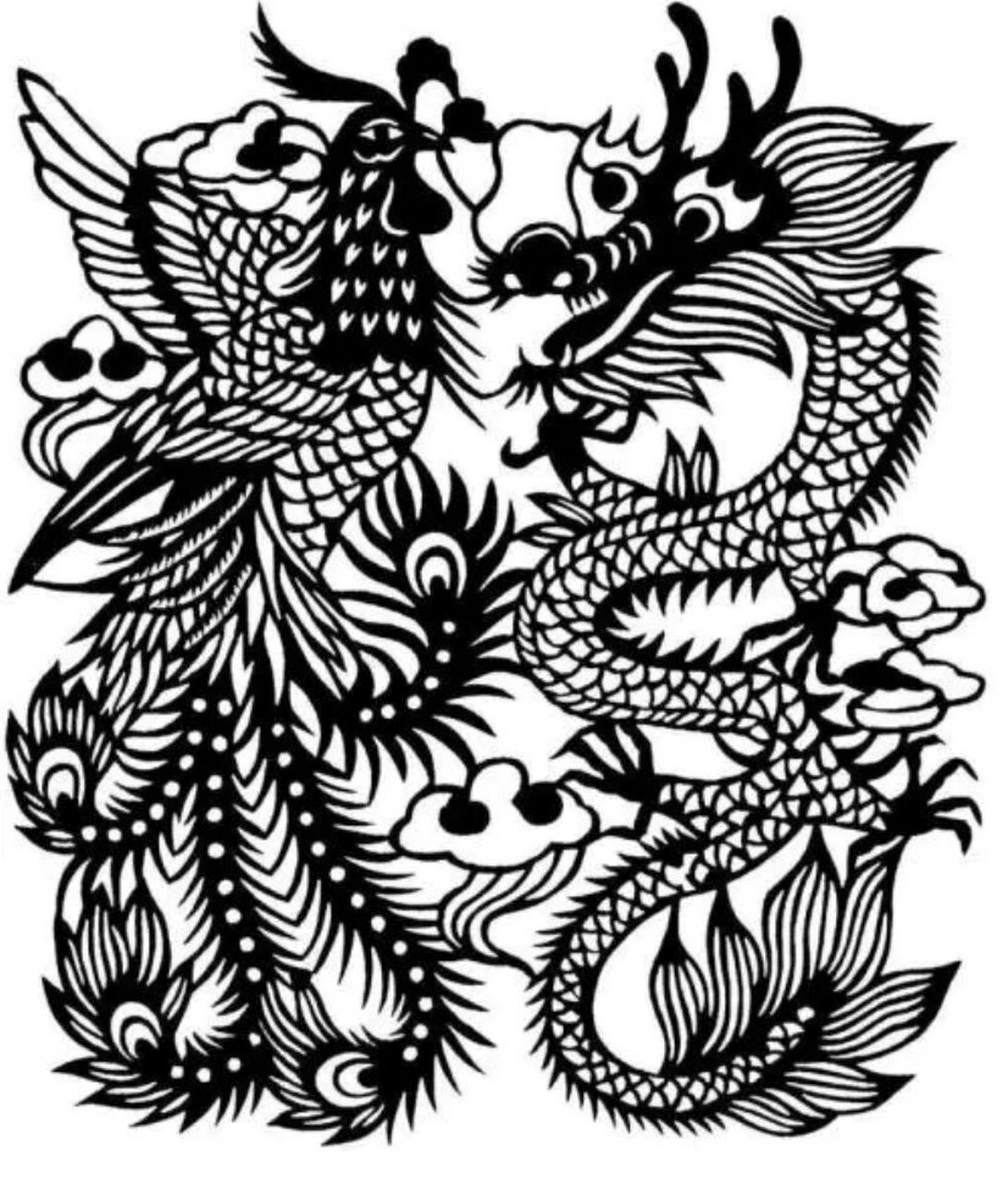 原图来了 刻纸龙凤 龙凤原图  打卡刻纸