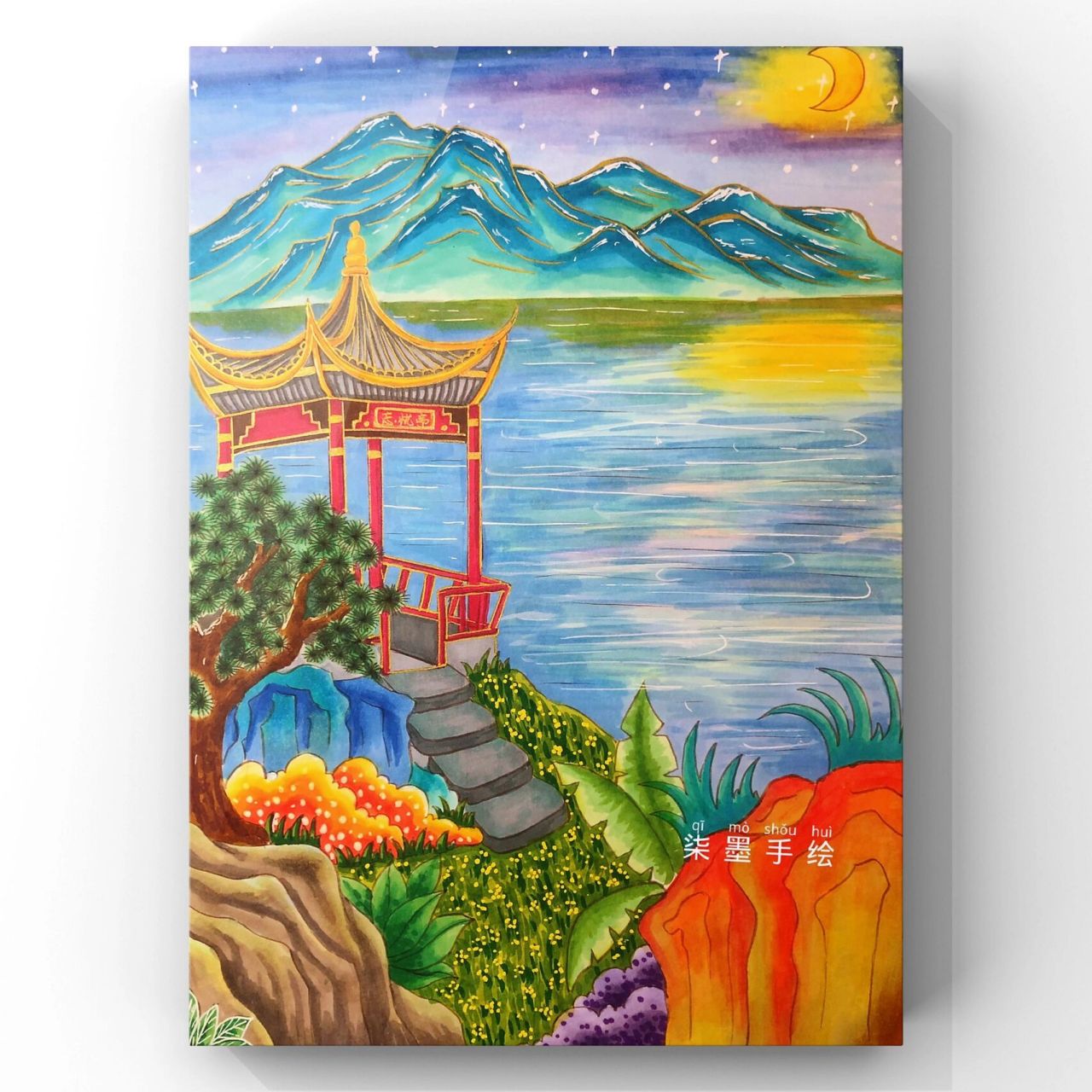 望洞庭(原创)  《望洞庭》 湖光秋月两相和,潭面无风镜未磨.