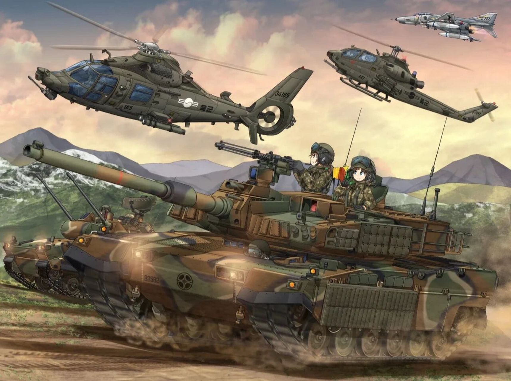 卡通军事画 画家笔下的中国,日本,韩国军队动漫形象,中国画师画的解放