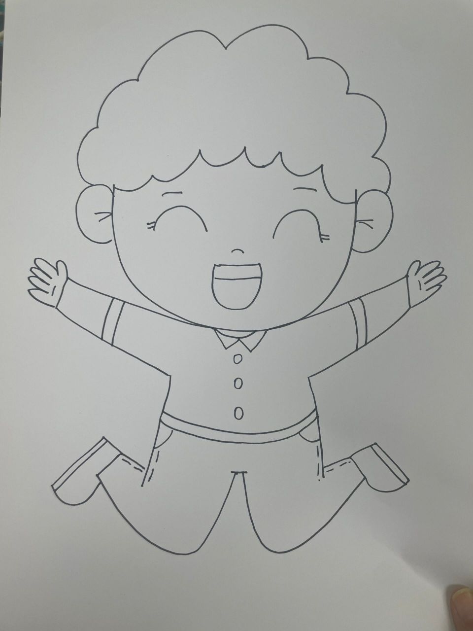 儿童画人物跳男孩动作解析
