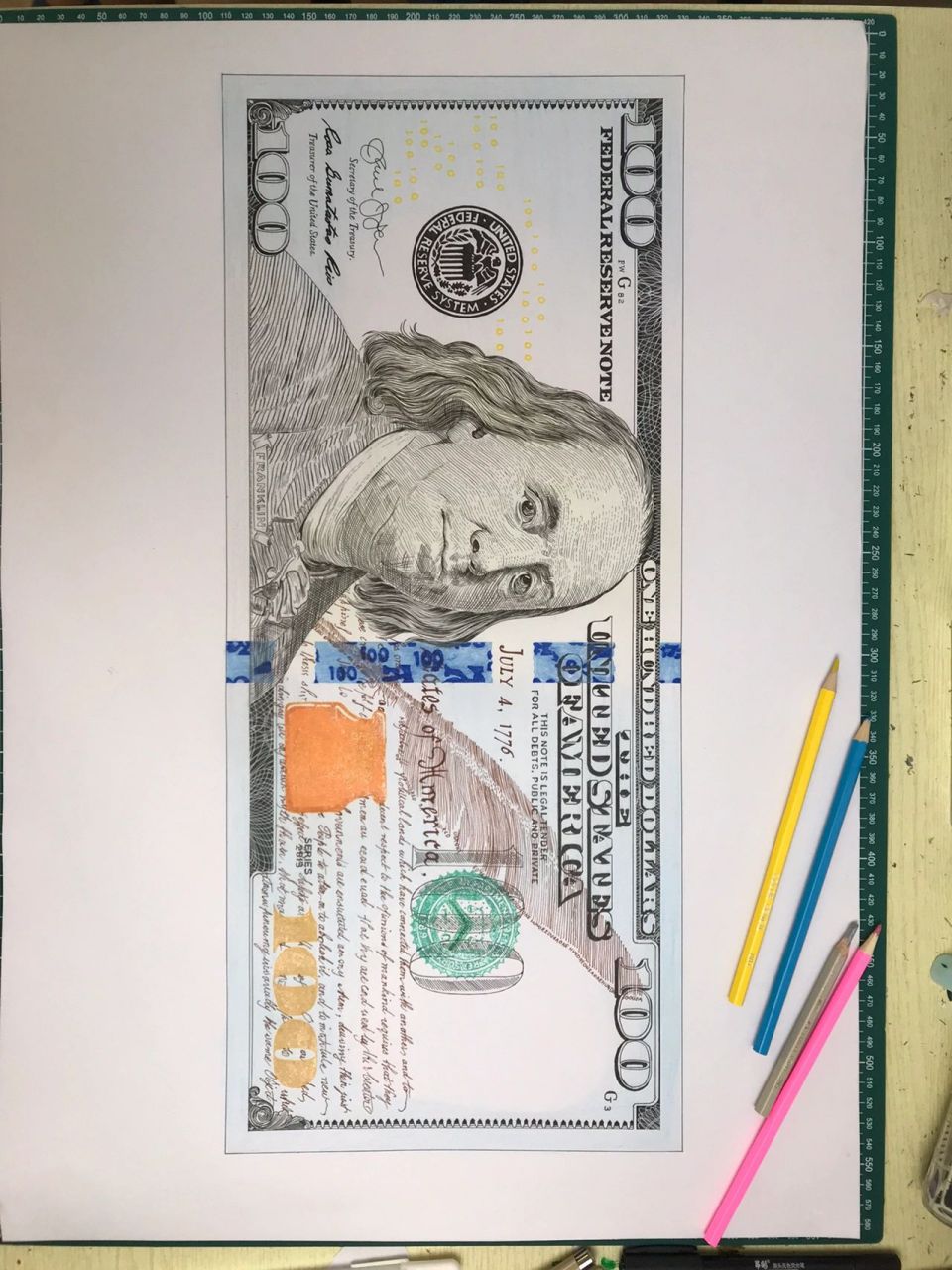 新版的美元手稿来啦 比起老版的100美金,我觉得新版的更加好看,装上