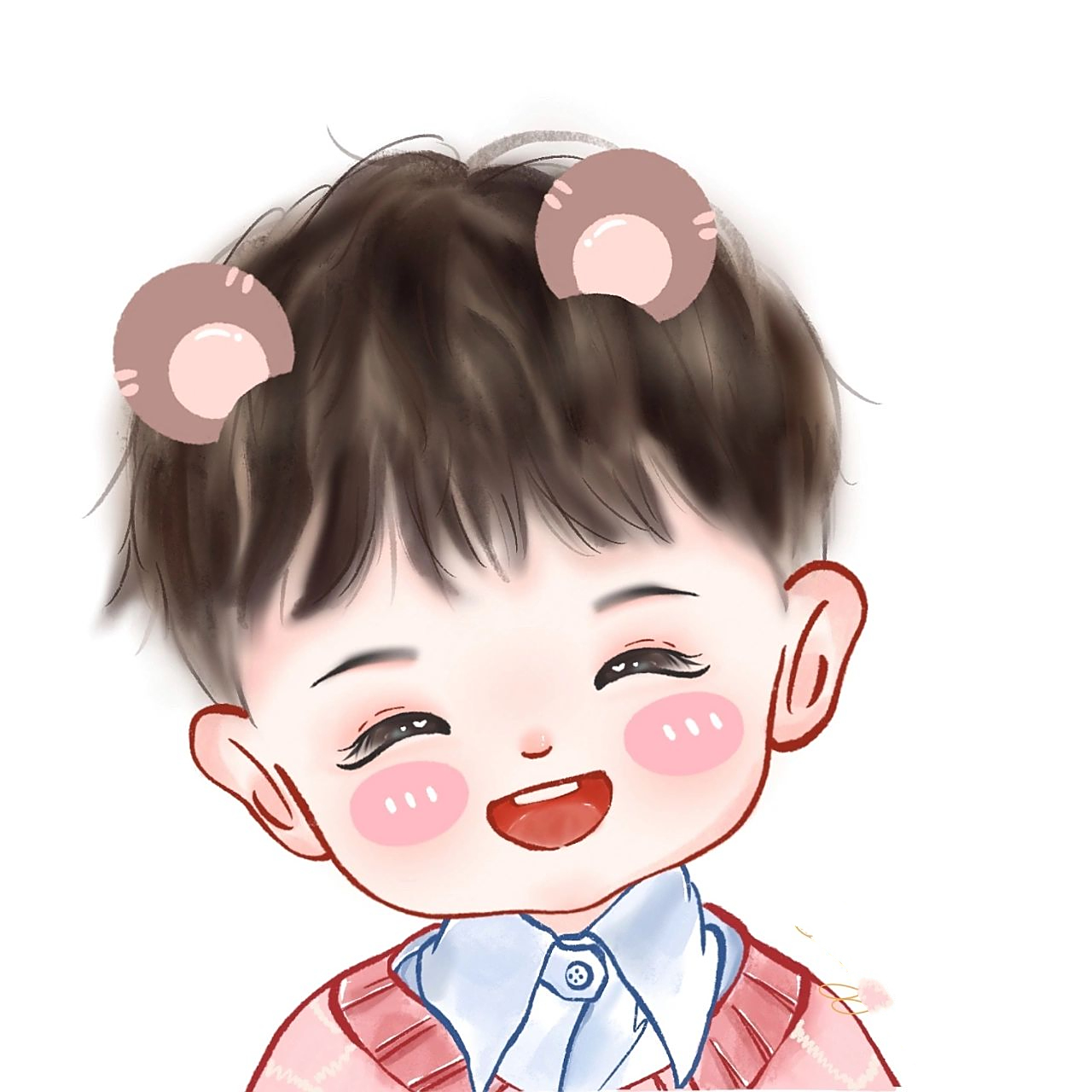 q版人物64/100 /可爱男生头像/ 笑一笑,就没什么大不了 原创人物插画