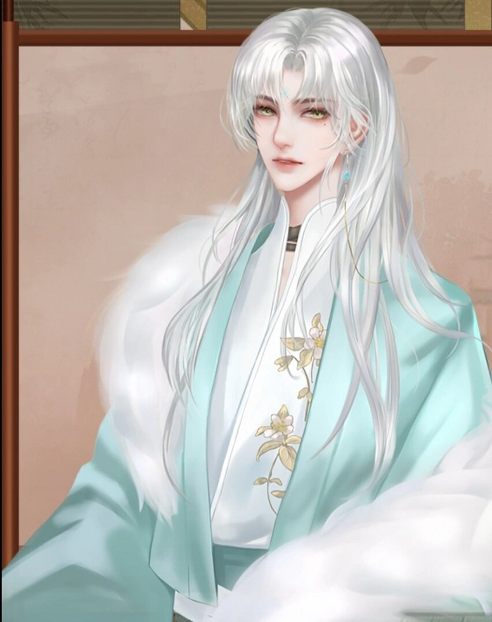 朝凰仙气飘飘的美男立绘 自古要仙,就得白发白衣白毛.