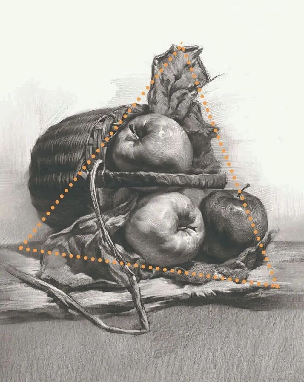 也是最常见的构图之一, 	 特别是当题目给的静物比较少时,三角形构图