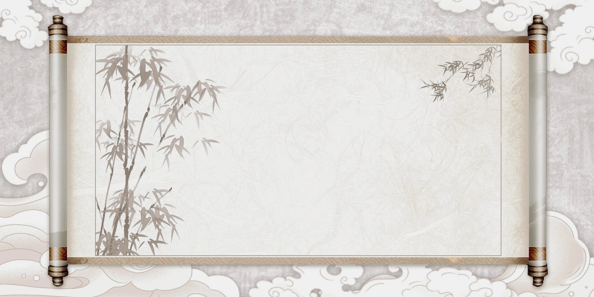 分享一波黄色卷轴中式花纹中国风纹理祥云边框简约背景古风卷轴背景