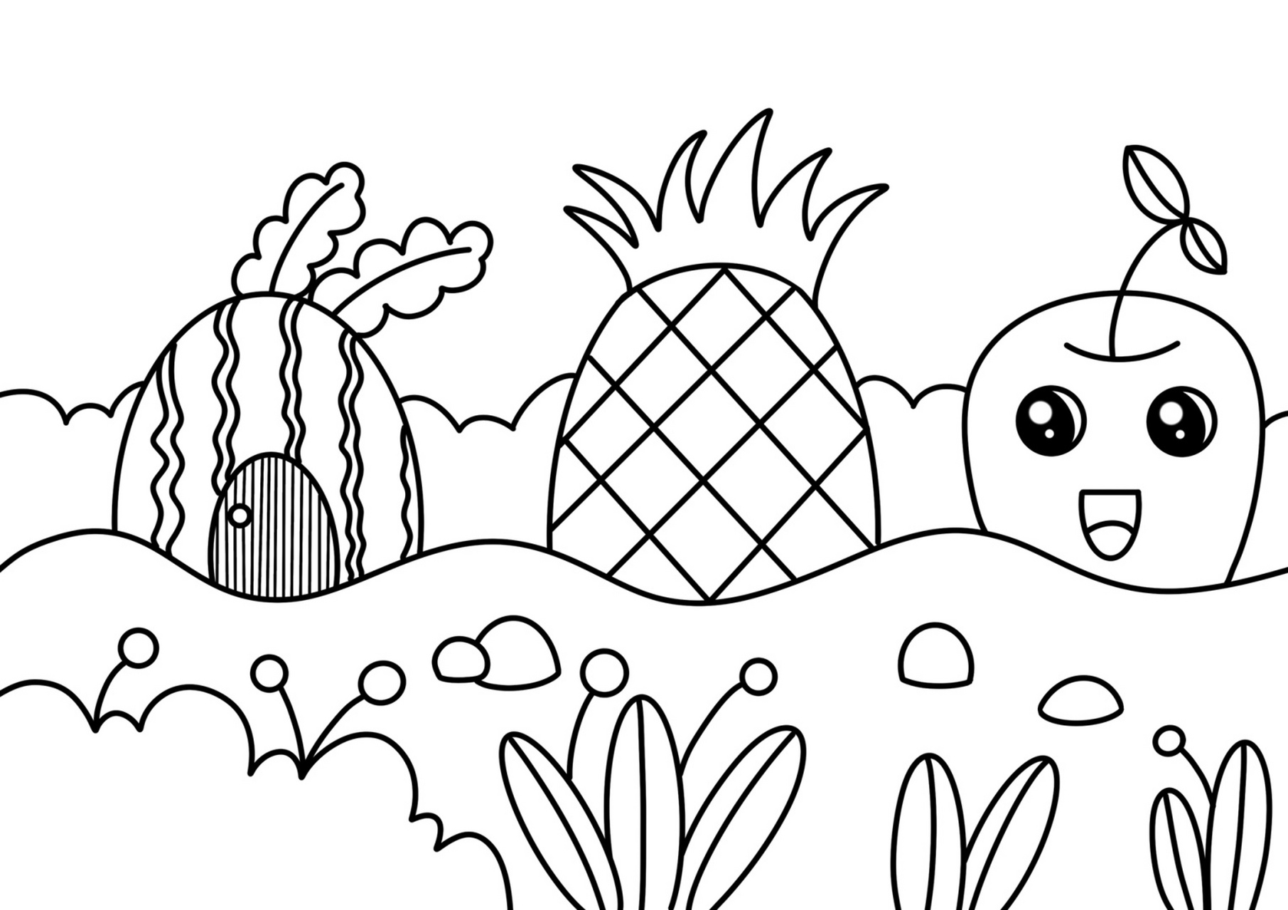 苹果 菠萝 可爱的房子 #创意美术儿童画# #儿童简笔画# #儿童创意美术