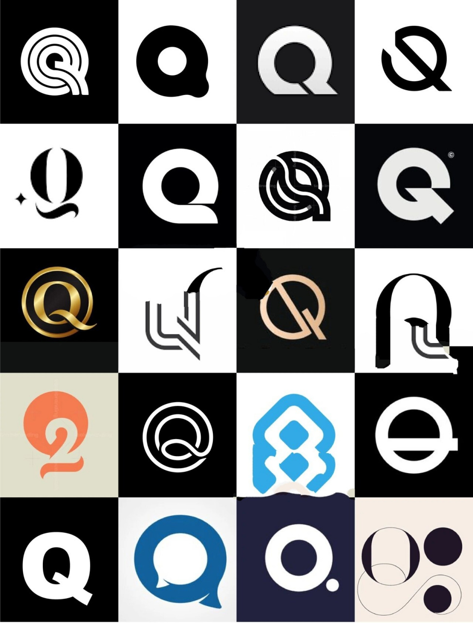 灵感采集82300个字母q元素图形logo设计分享 灵感采集82300个字母