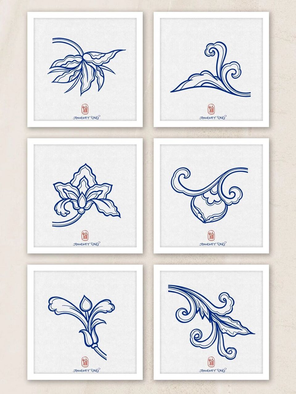 敦煌壁画临摹～一组卷草边饰纹样和拆分局部