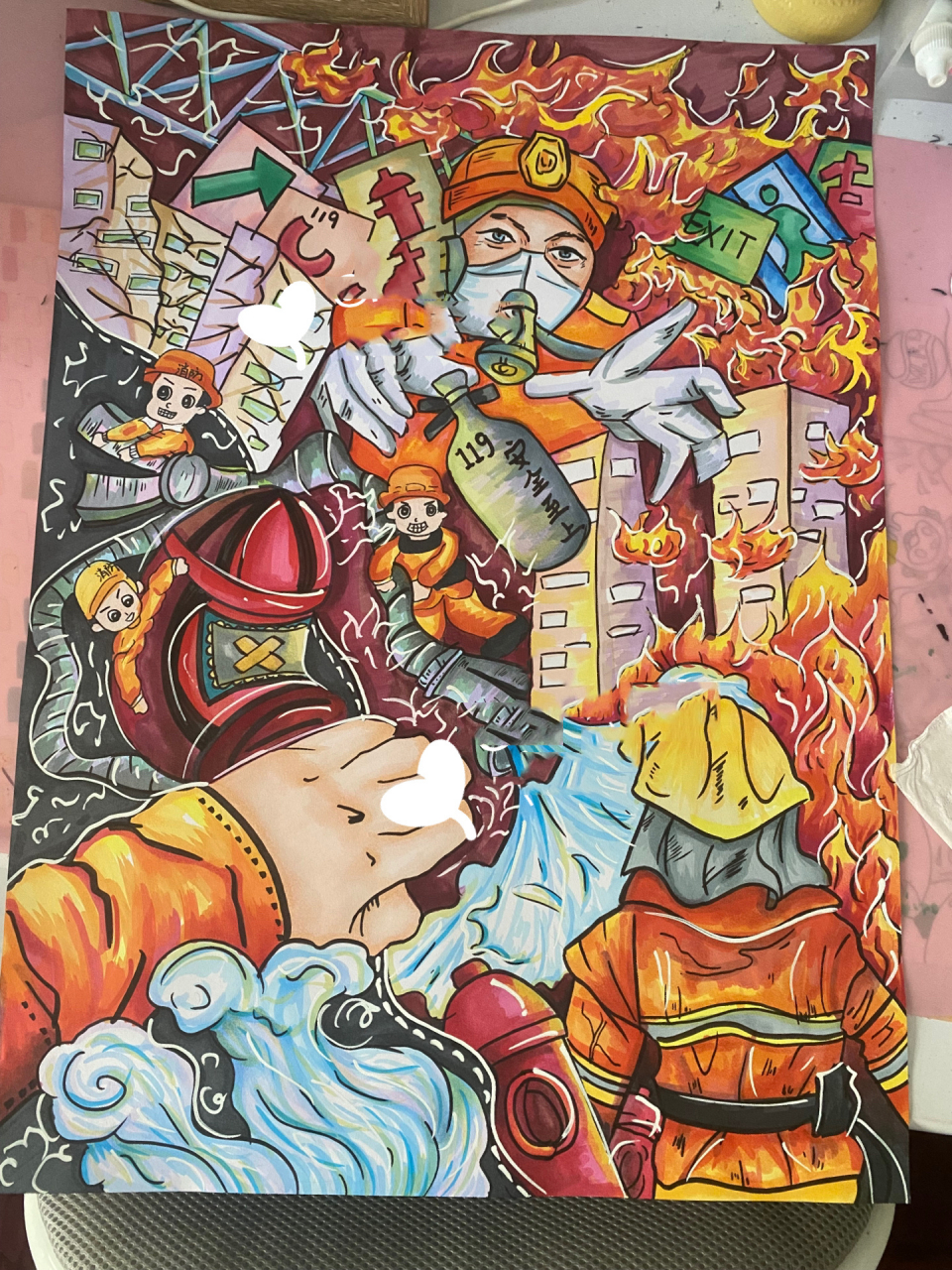 消防绘画   致敬烈火英雄