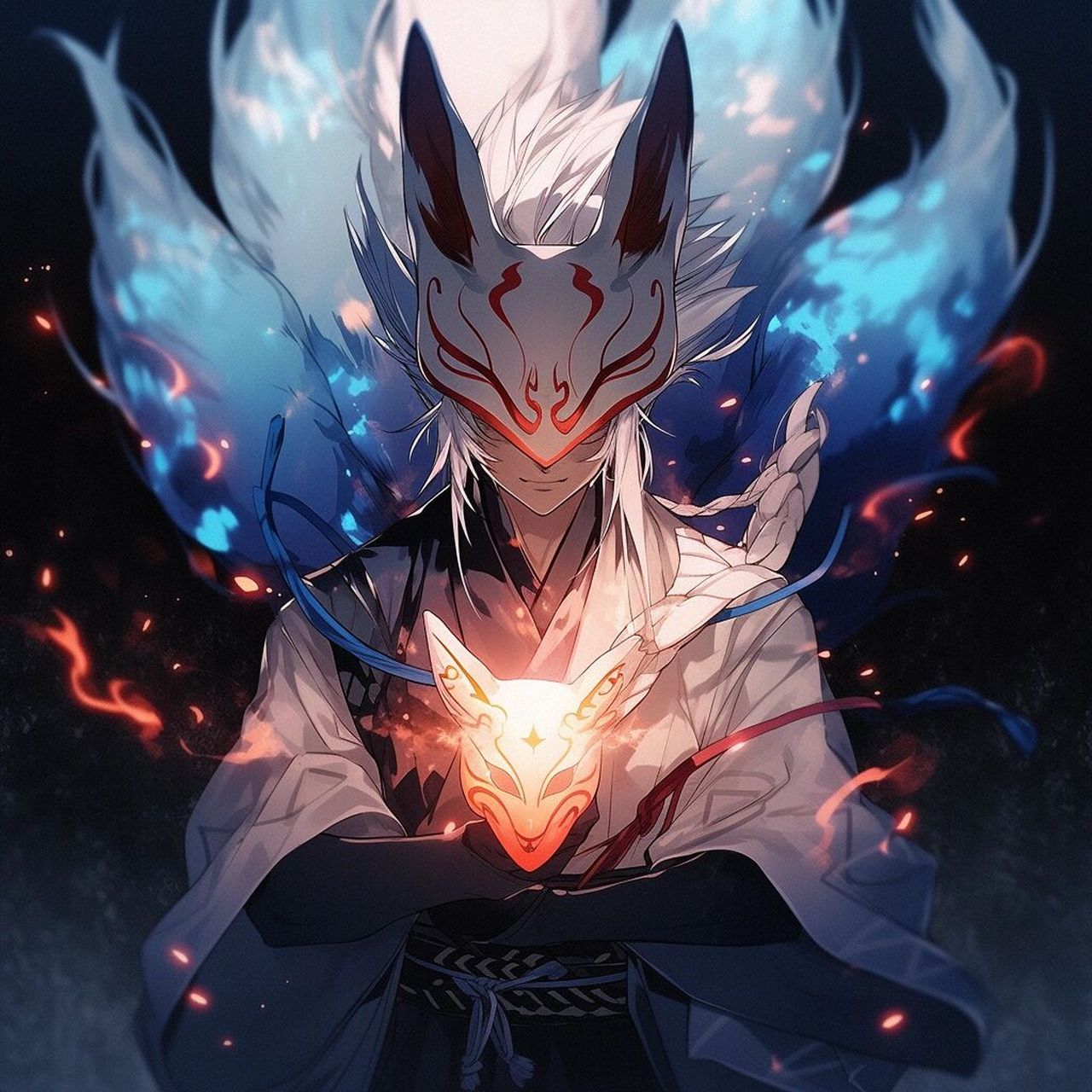 狐狸来了,狐妖少年系列头像,阴阳师风格!