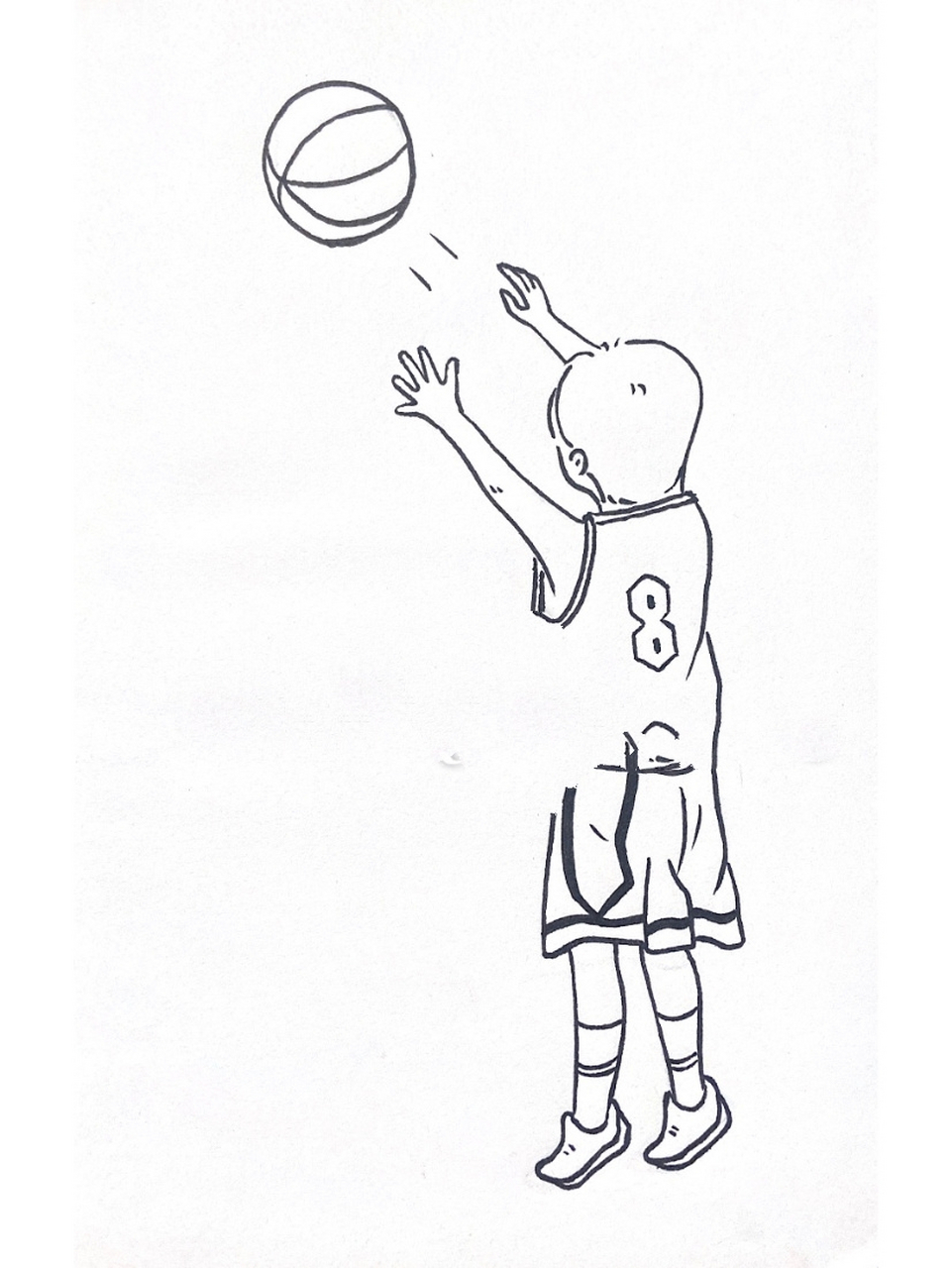 投篮球简笔画男孩图片