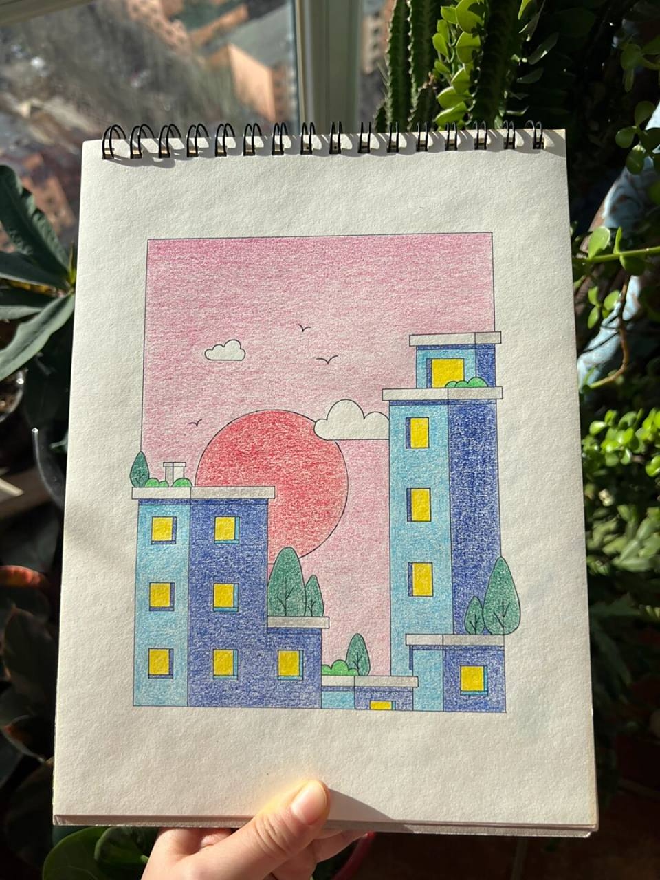 日出(彩铅画.手绘临摹) #手绘# #简笔画# #插画# #彩铅手绘# #彩铅画#