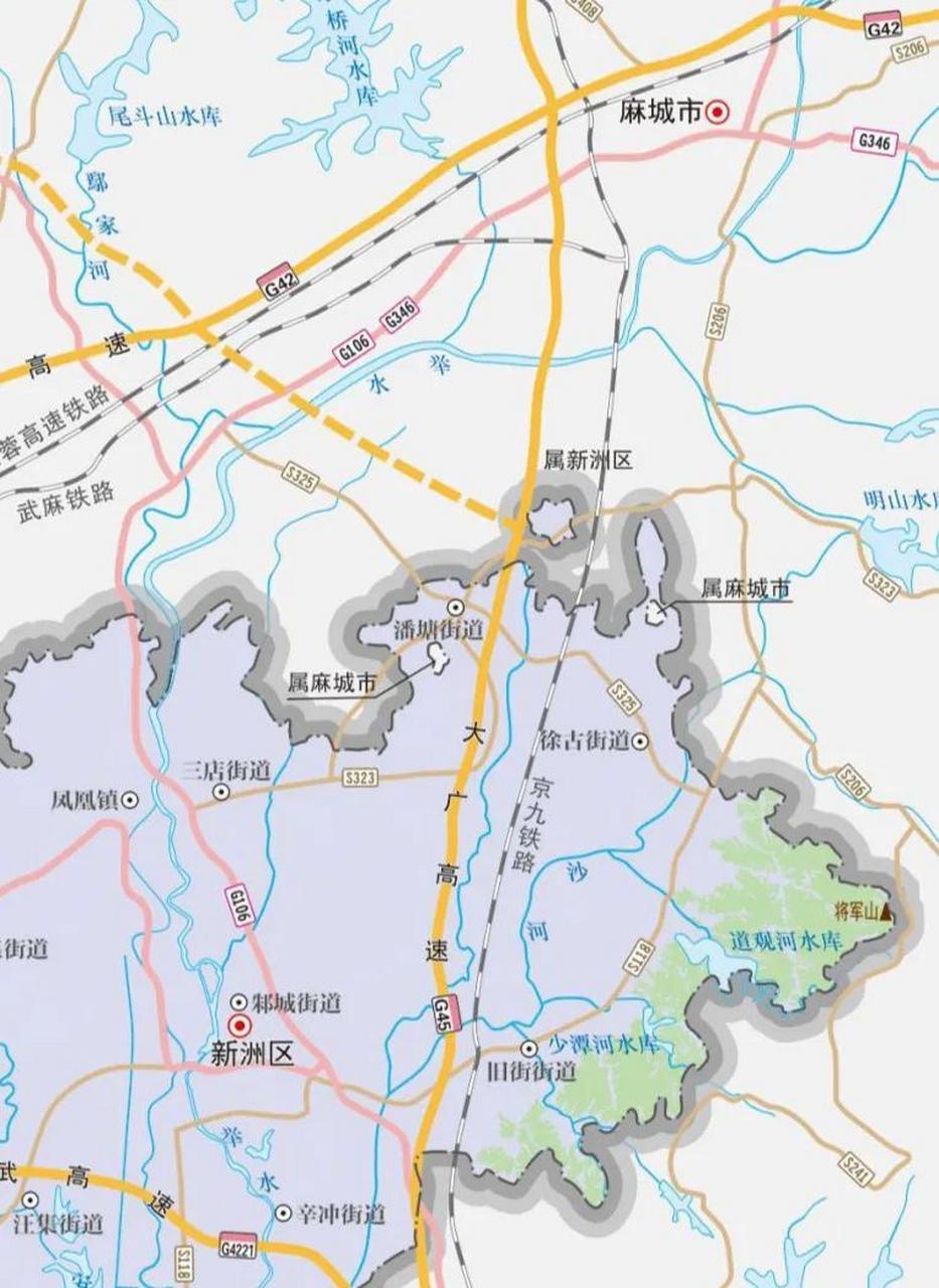 武汉市新洲区为什么有两小块麻城市的飞地,麻城市也有一块较大的新洲