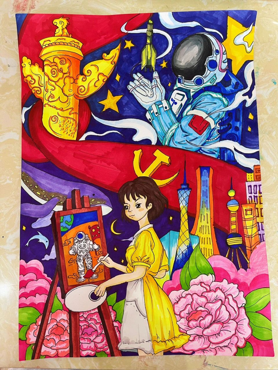 "童绘中国童梦未来" 以"童绘中国童梦未来"为主题,运用儿童画形式展示