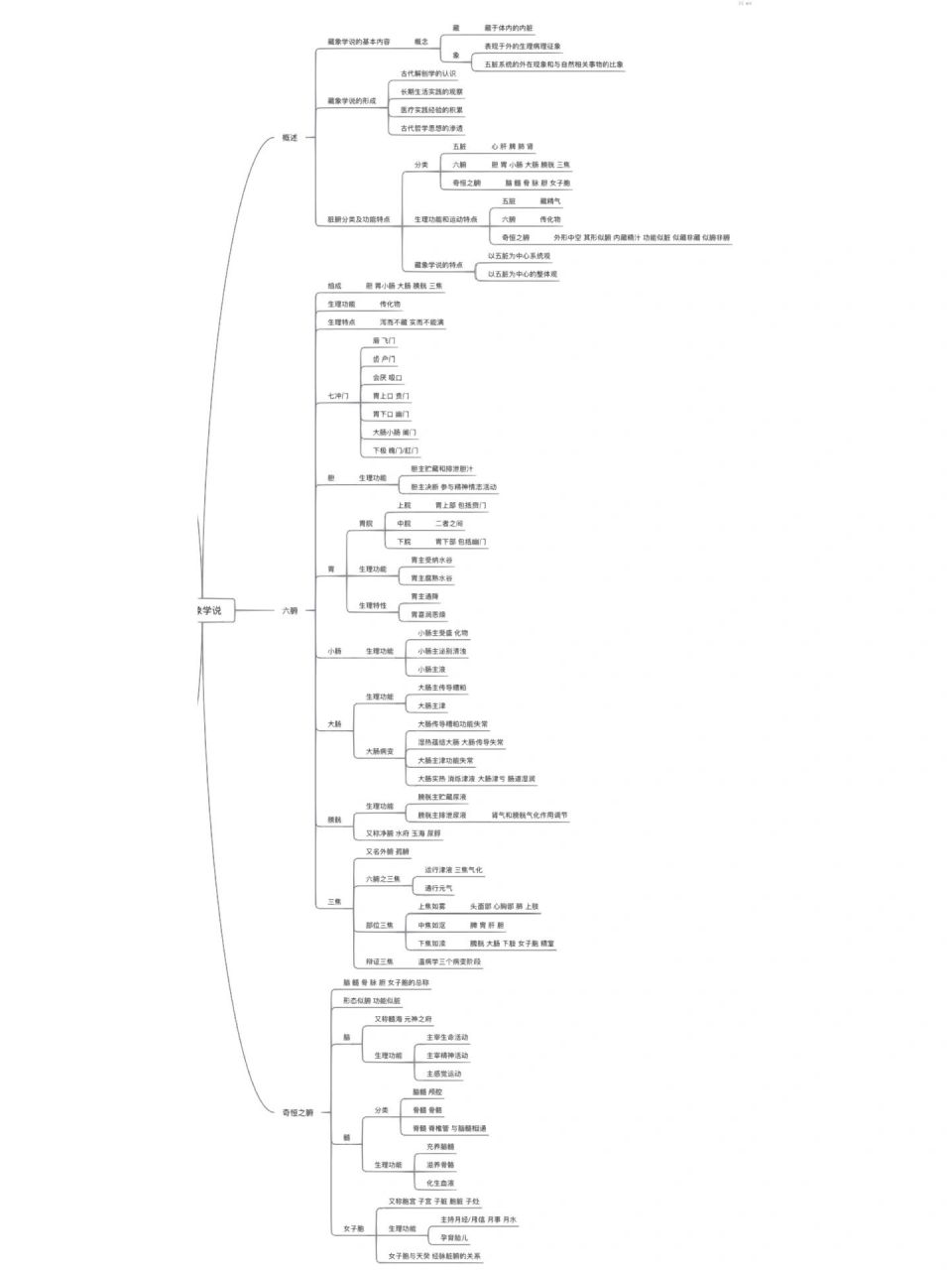 《中医药基础理论》藏象学说思维导图