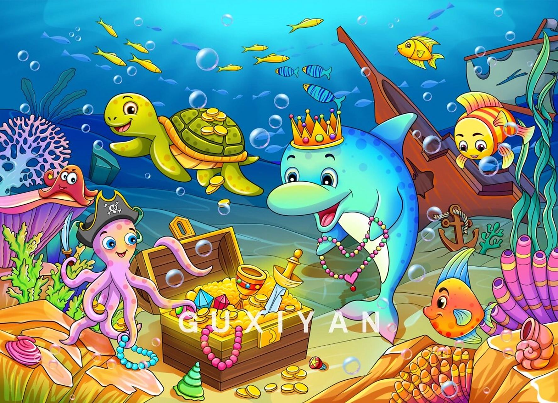 海底世界卡通儿童插画 95插画师笔下的海底世界有海洋生物95更有