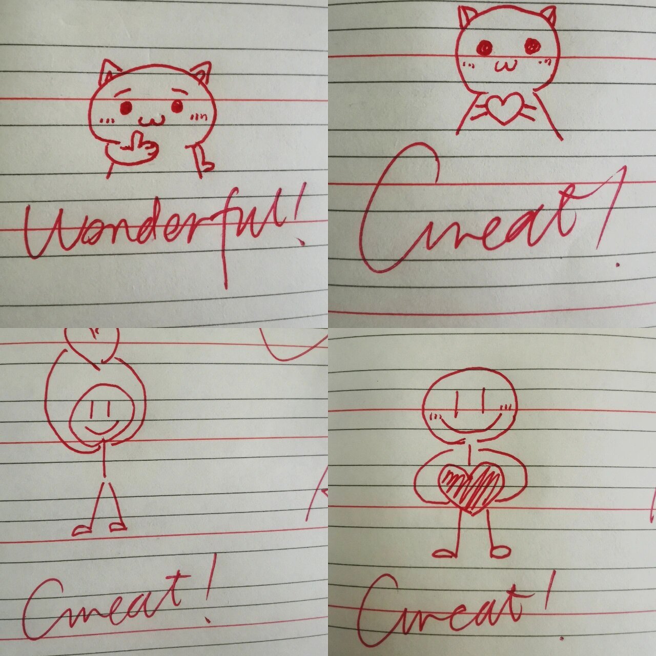 小学英语作业评价表情包简笔画 给学生批作业时常用的表情包简笔画