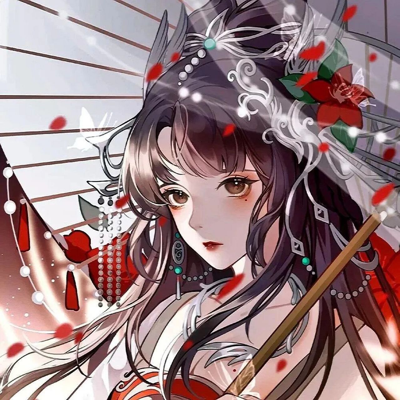 珍藏版绝美超仙红色系梦幻仙气动漫女生头像