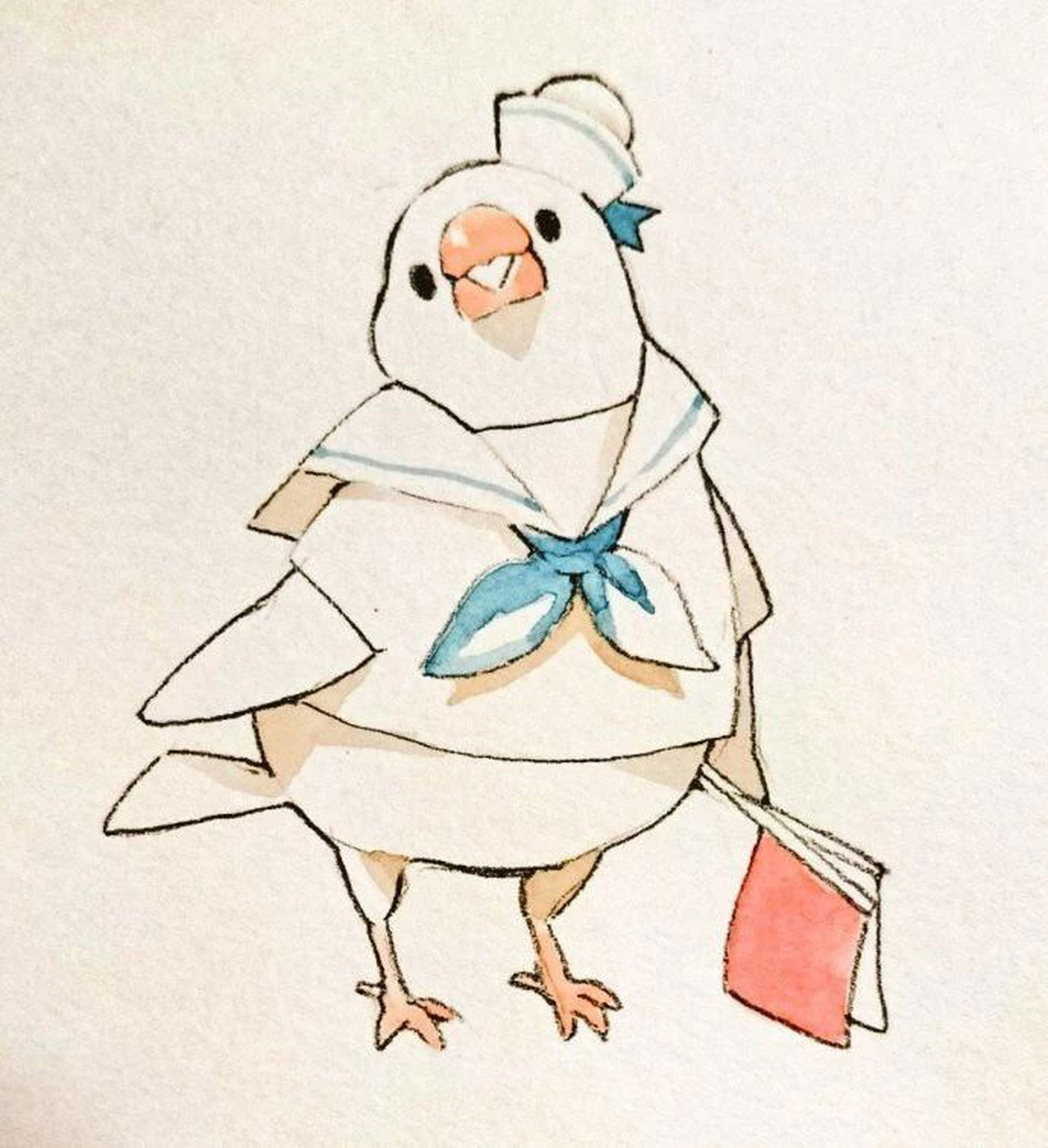 简笔画 | 请签收一只快乐的咕咕咕小白鸽~ 插画师wabimaukimisa #简笔