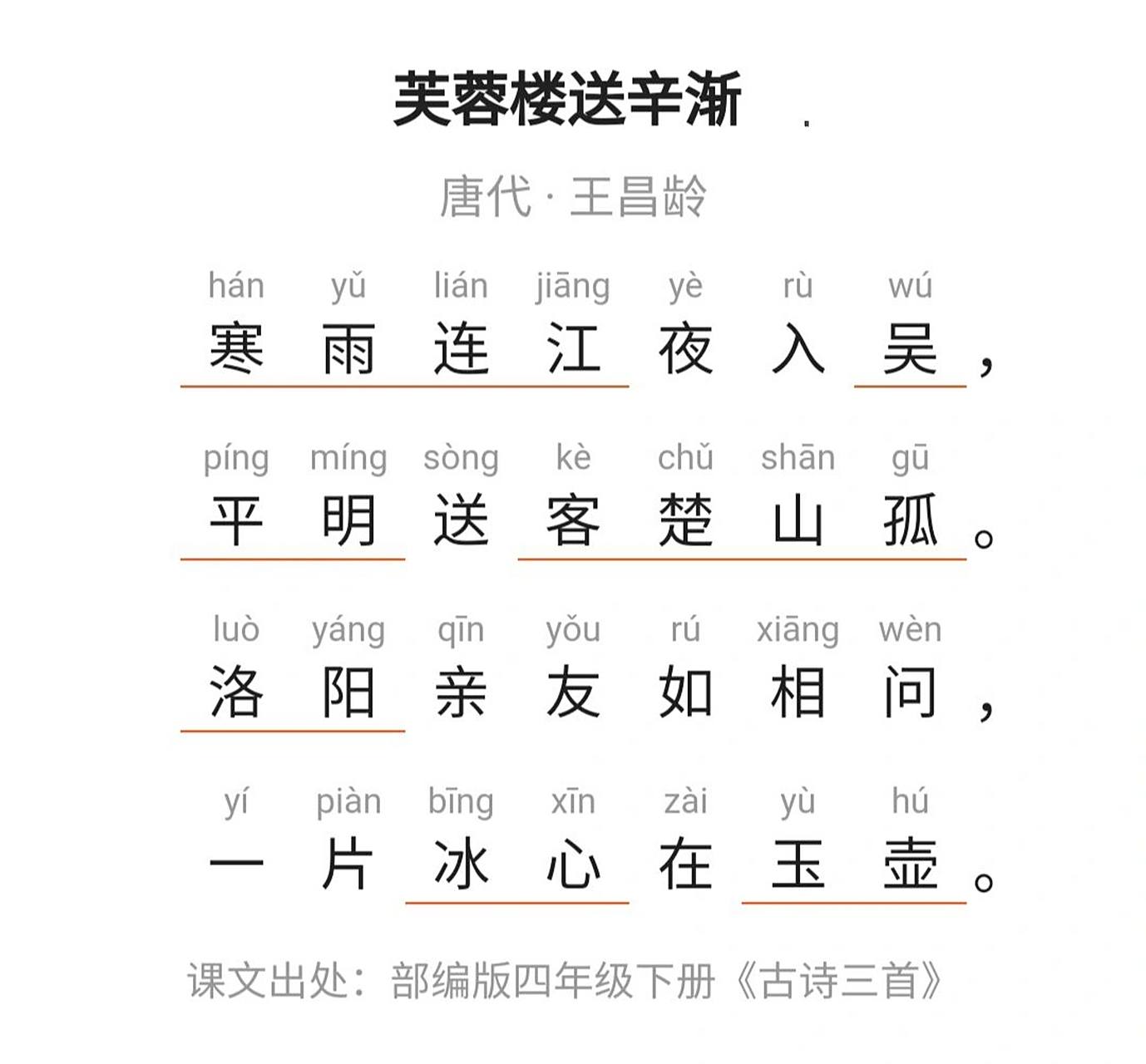 每天一首诗|芙蓉楼送辛渐 王昌龄 《芙蓉楼送辛渐》 唐代·王昌龄 寒