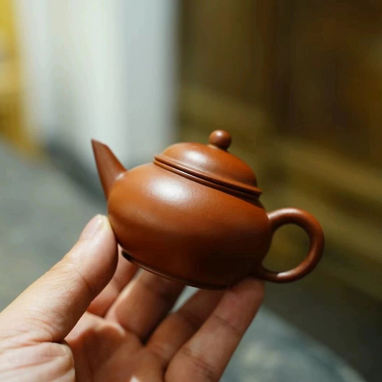 50年代日本回流紫砂全手工水平壶 原矿老朱泥墨缘斋景堂制小品 早期