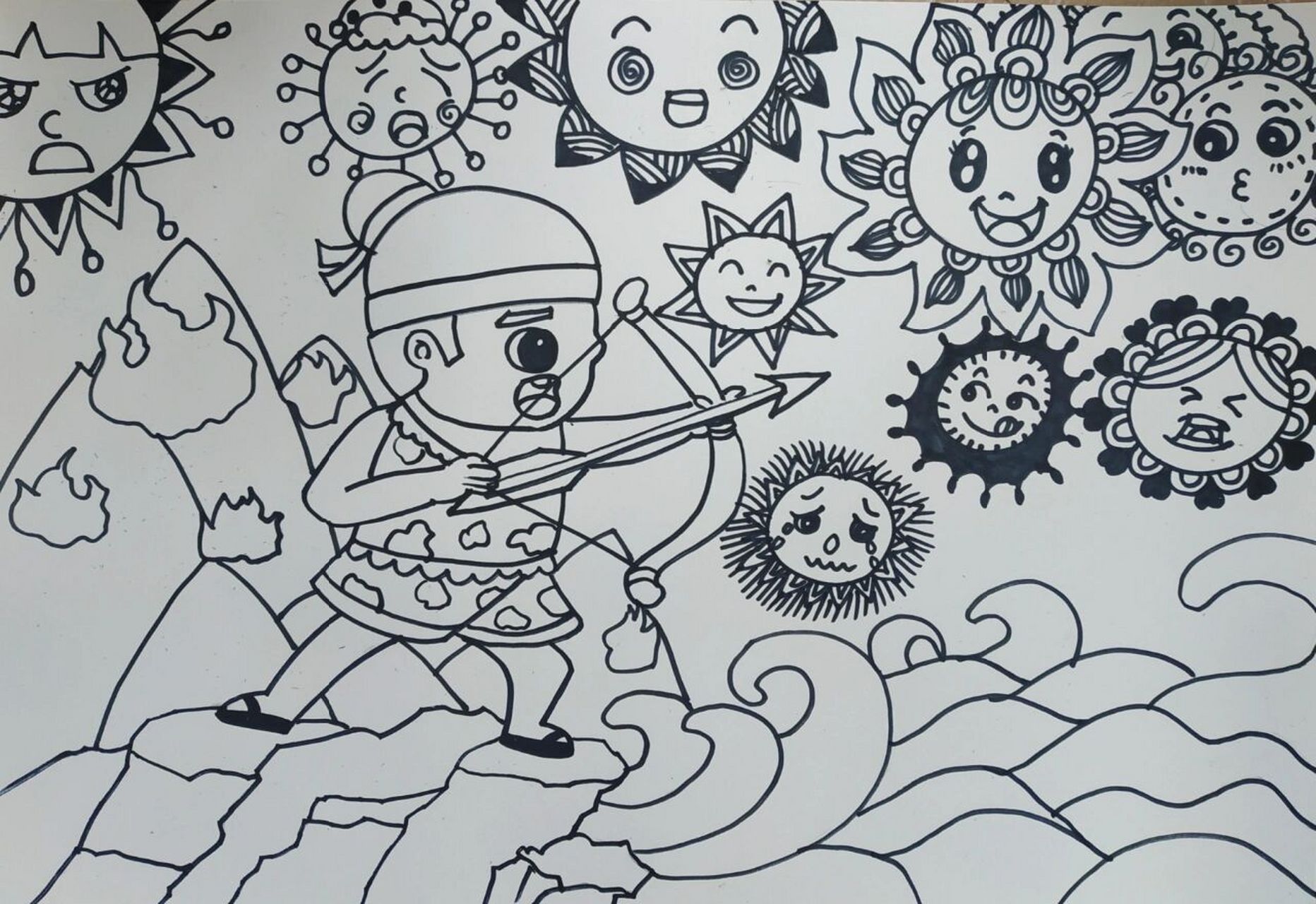 神话人物图画简笔(神话人物简笔画涂色)