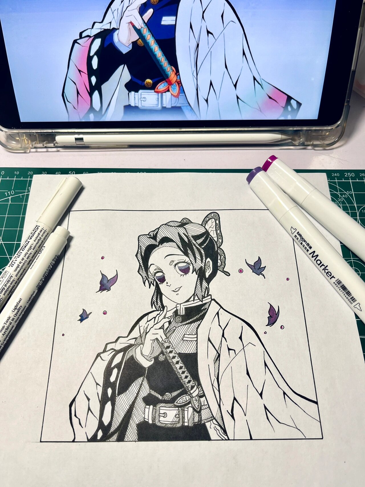 鬼灭之刃手绘76615|虫柱·蝴蝶忍03(附线稿