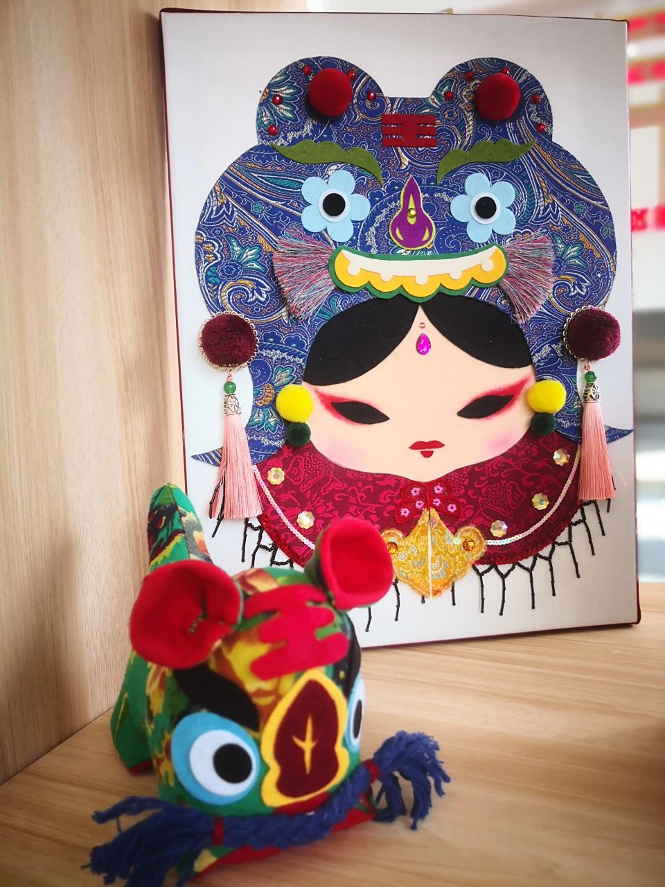 非遗文创7815民间传统工艺 布艺堆绫画 布老虎