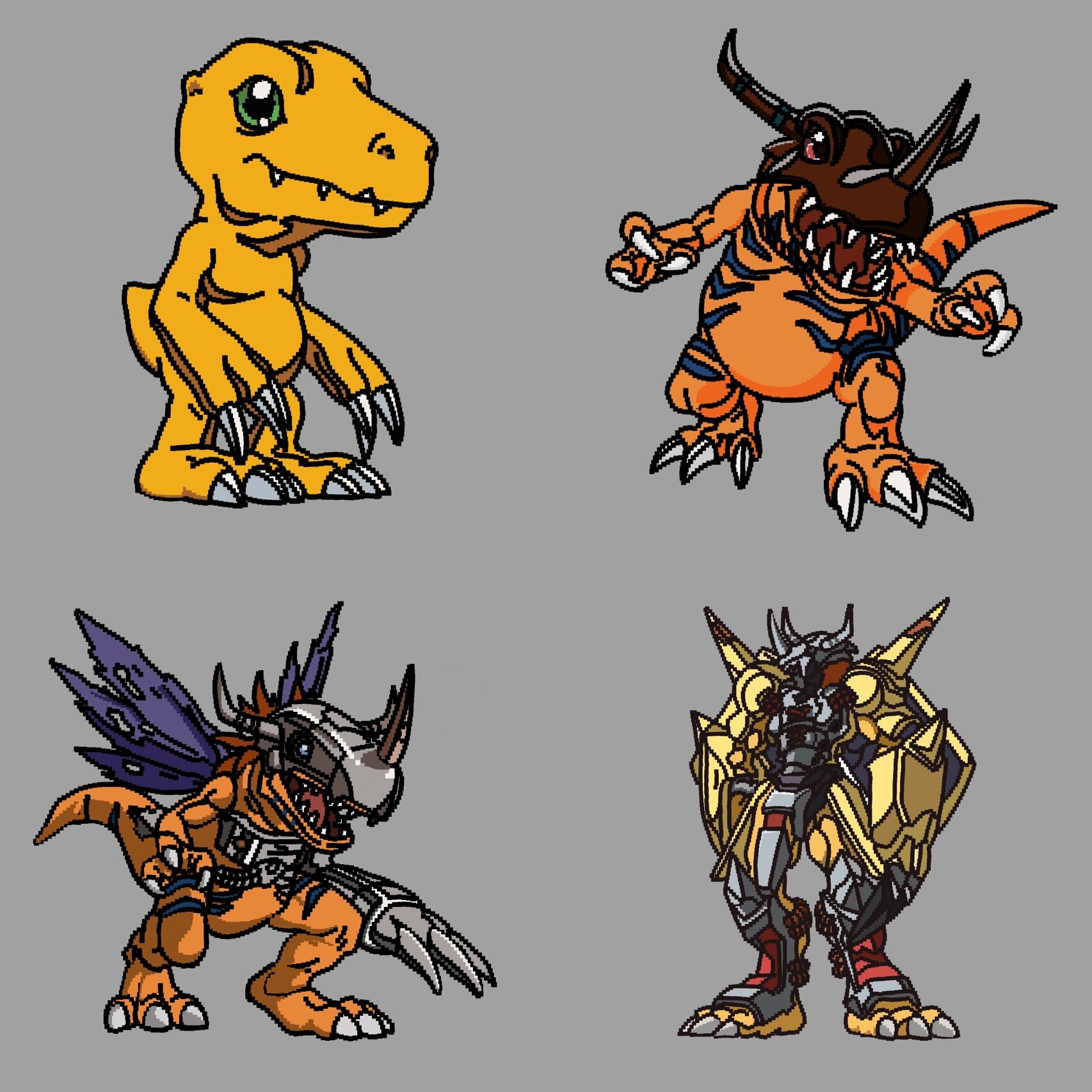 数码宝贝-战斗暴龙04 滚球兽进化路线00 亚古兽→暴龙兽→机械