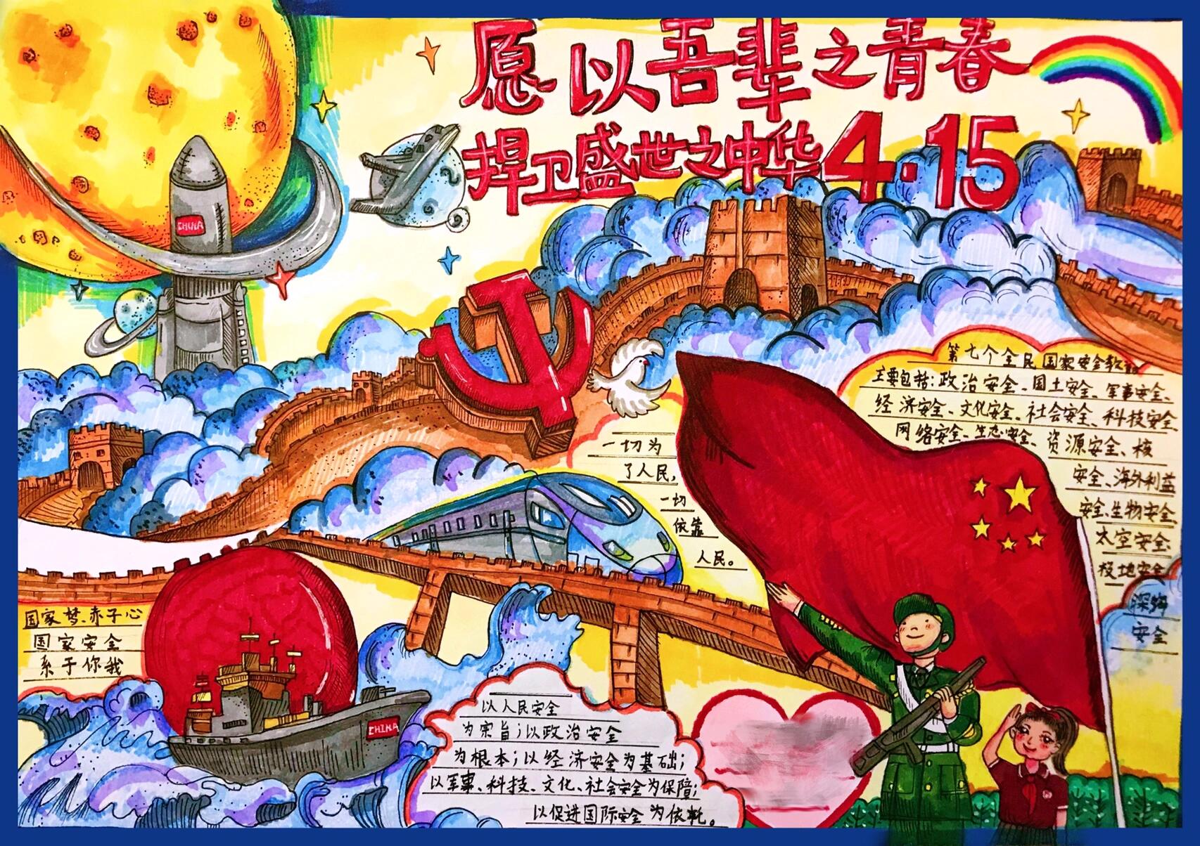 临摹了一张手抄报,图案非原创 里面加了些自己喜欢的小元素和用色 又