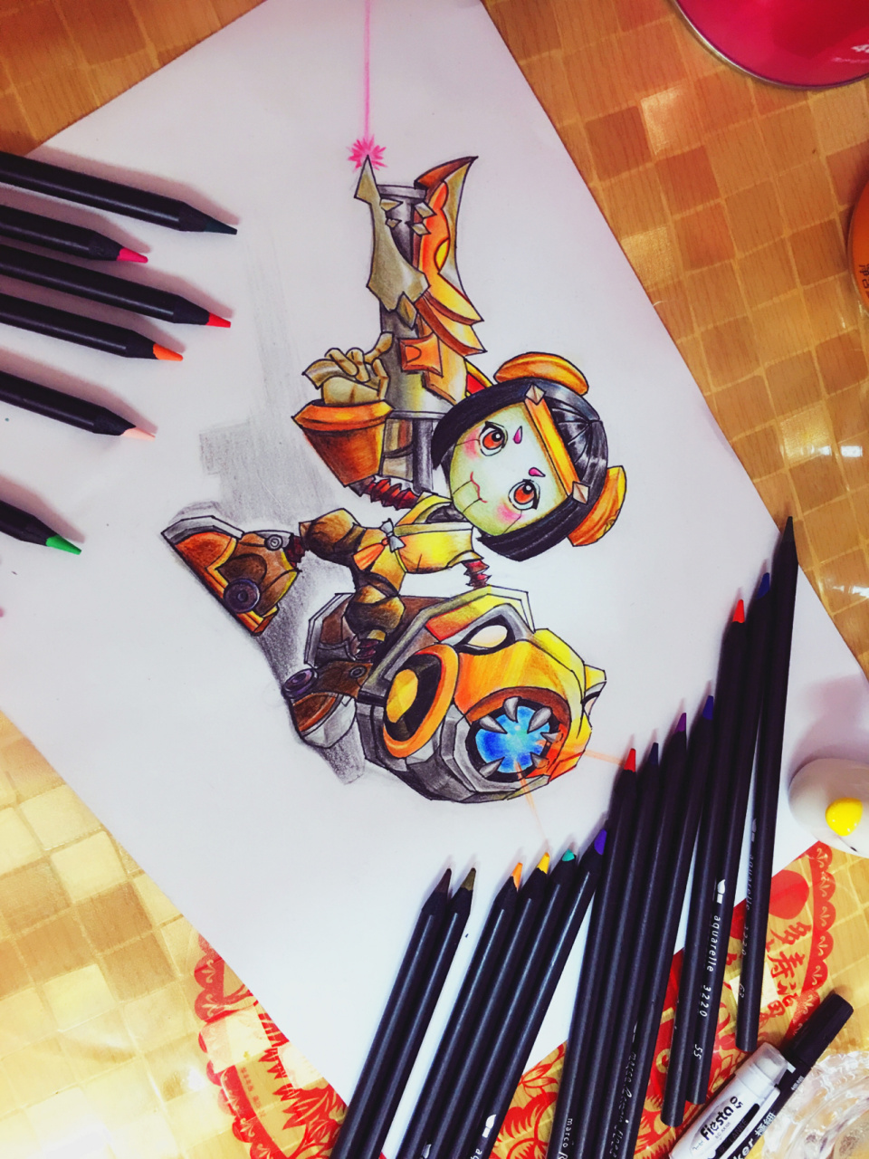 鲁班七号 彩铅绘制鲁班七号,我的本命英雄.