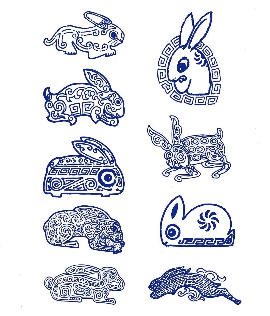 传统古典纹样图案-兔纹(三) 兔纹,青铜器纹饰之一.