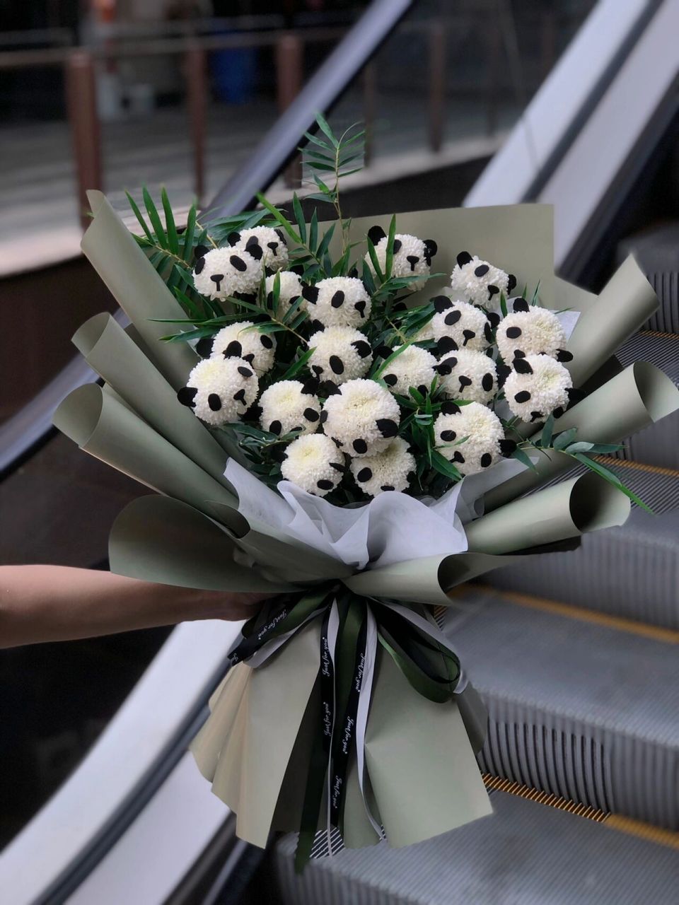 乒乓菊熊猫花束