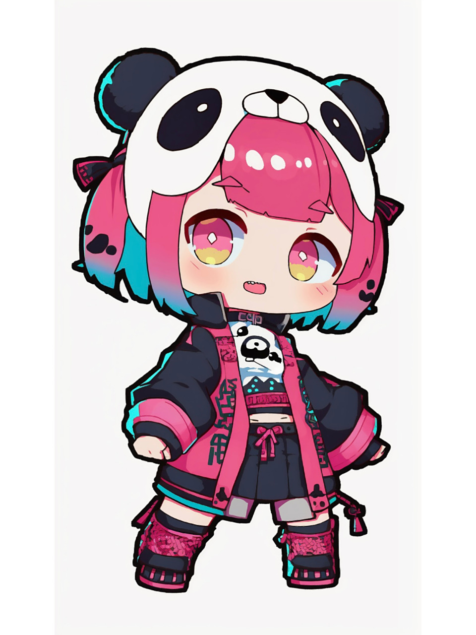 q版二次元熊猫少女        ai绘画有点东西