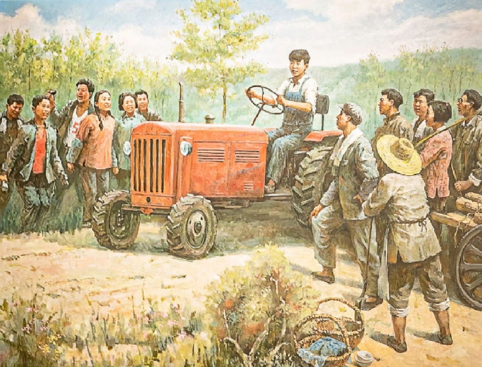 到那儿后,他的第一项任务就是学习开拖拉机.